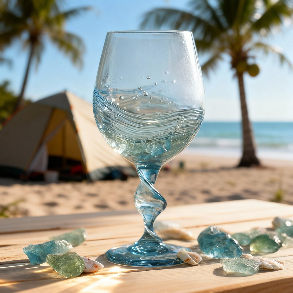 🌊Handcrafted Ocean Wave Crystal Stemware🥂💙Perfect Valentine's Day Ambiance Gift! 🎁