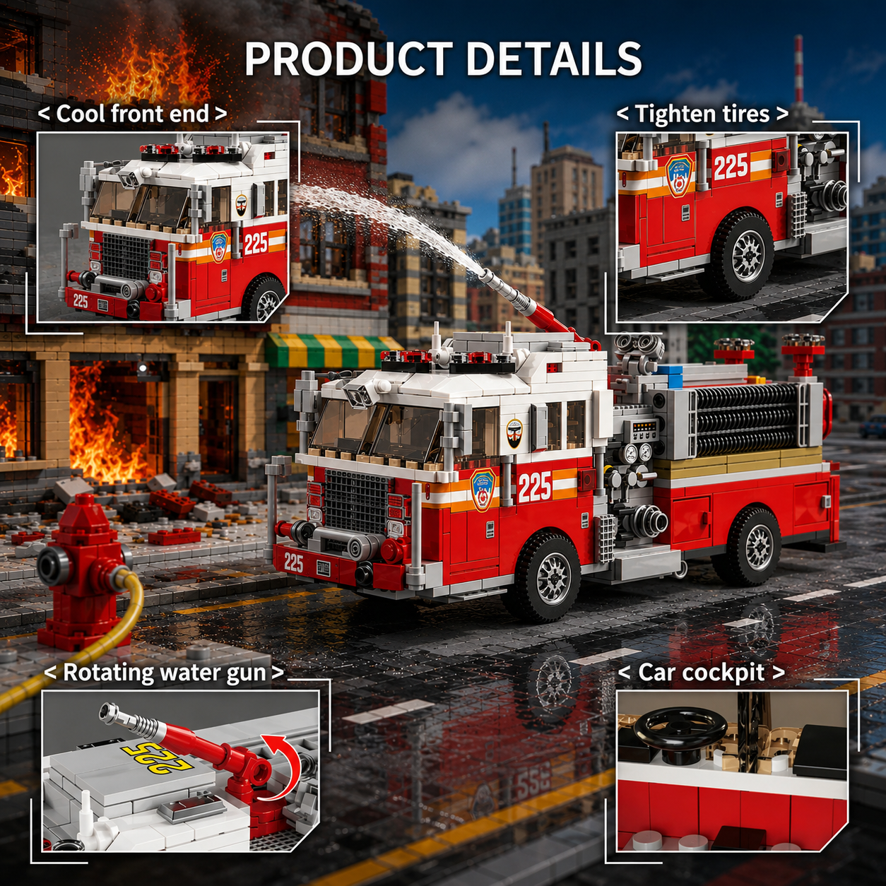 🚨Heroic Fire Rescue Truck Building Set 🚒