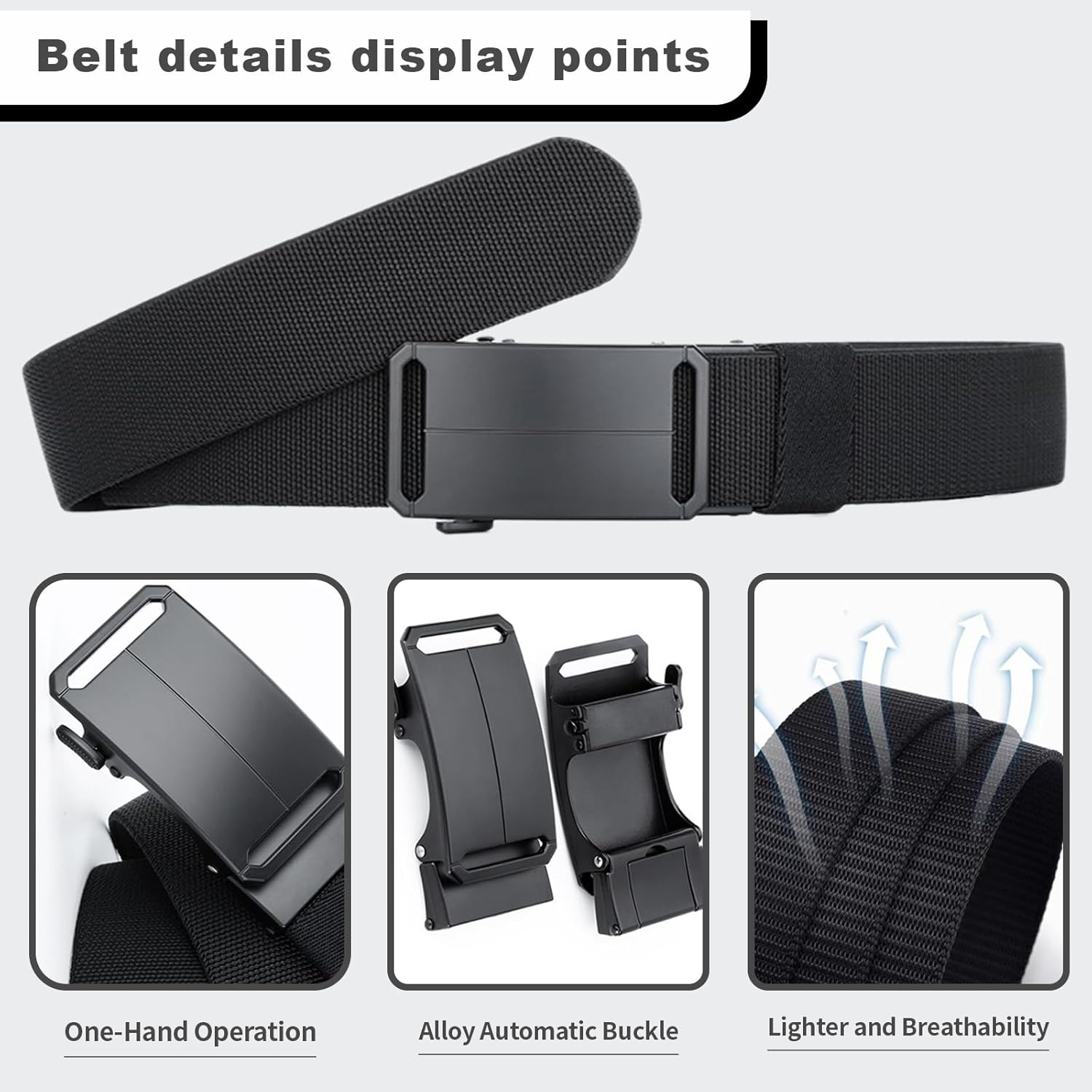 Stretch-Fit Tactical Belt – Ultra-Light Ratchet Web Belt for Outdoor, Work & EDC