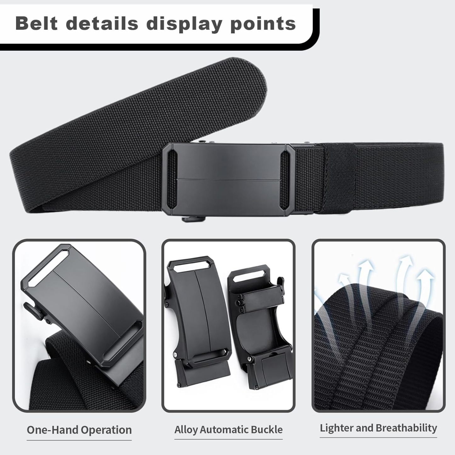 Stretch-Fit Tactical Belt – Ultra-Light Ratchet Web Belt for Outdoor, Work & EDC