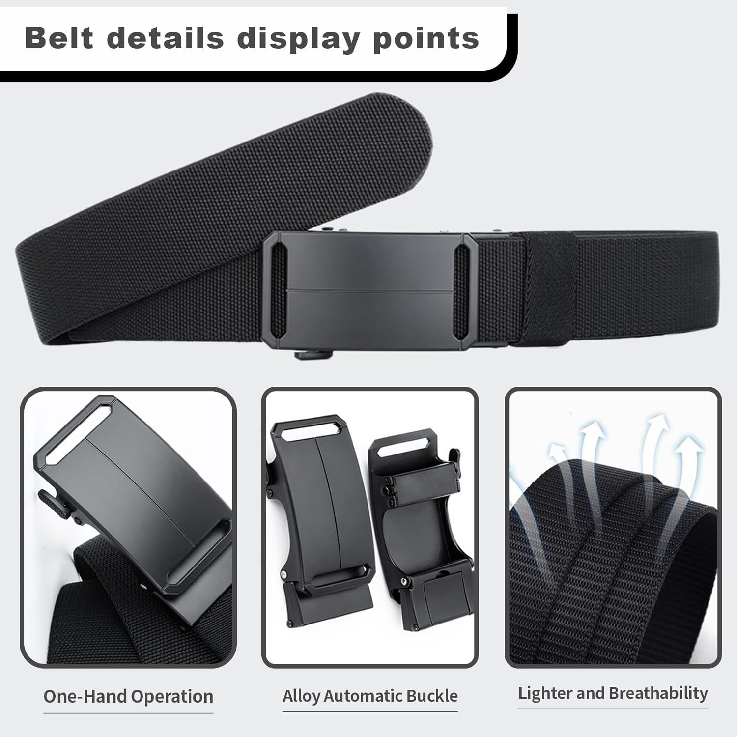 Stretch-Fit Tactical Belt – Ultra-Light Ratchet Web Belt for Outdoor, Work & EDC