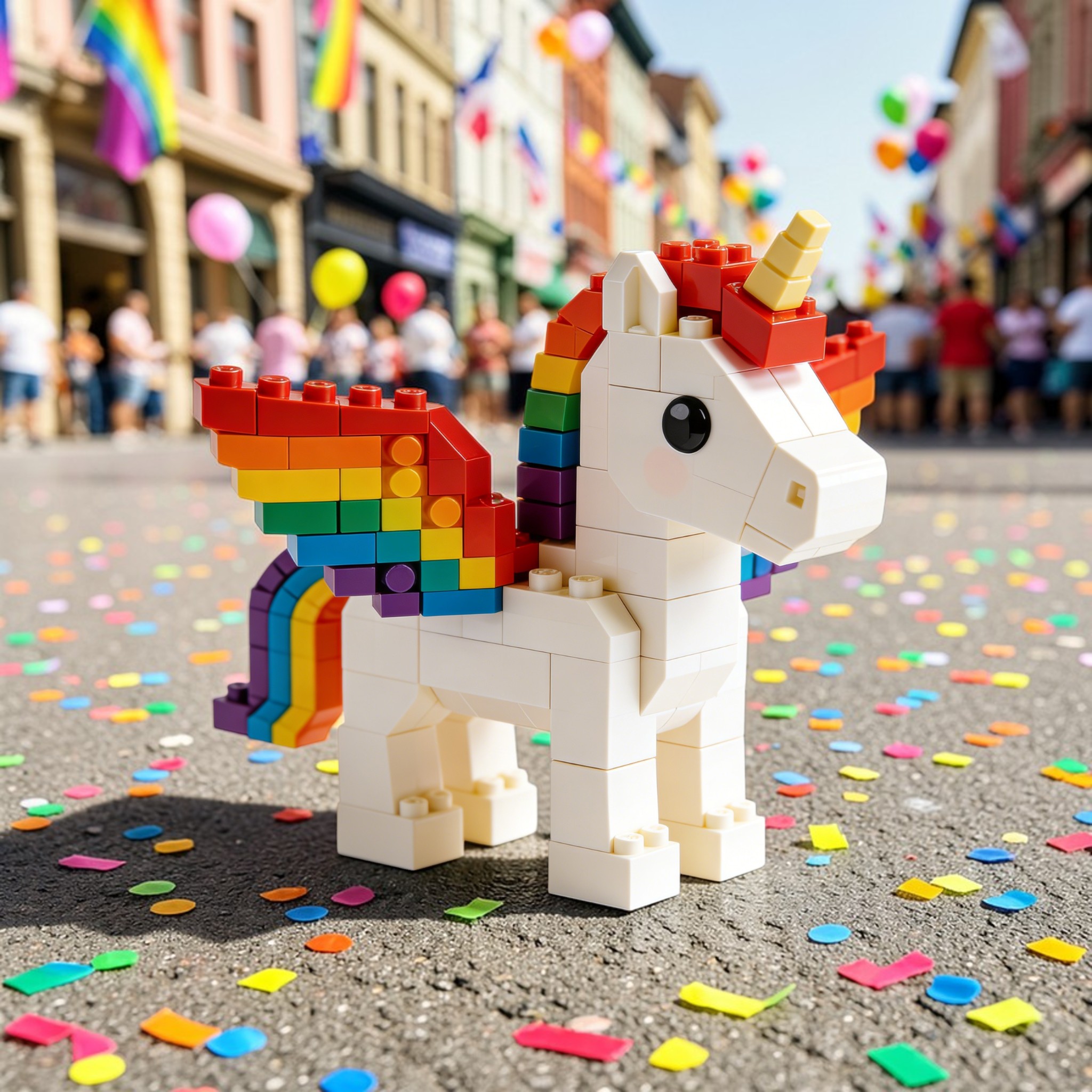 🦄🌈Rainbow Heart Unicorn Building Block set