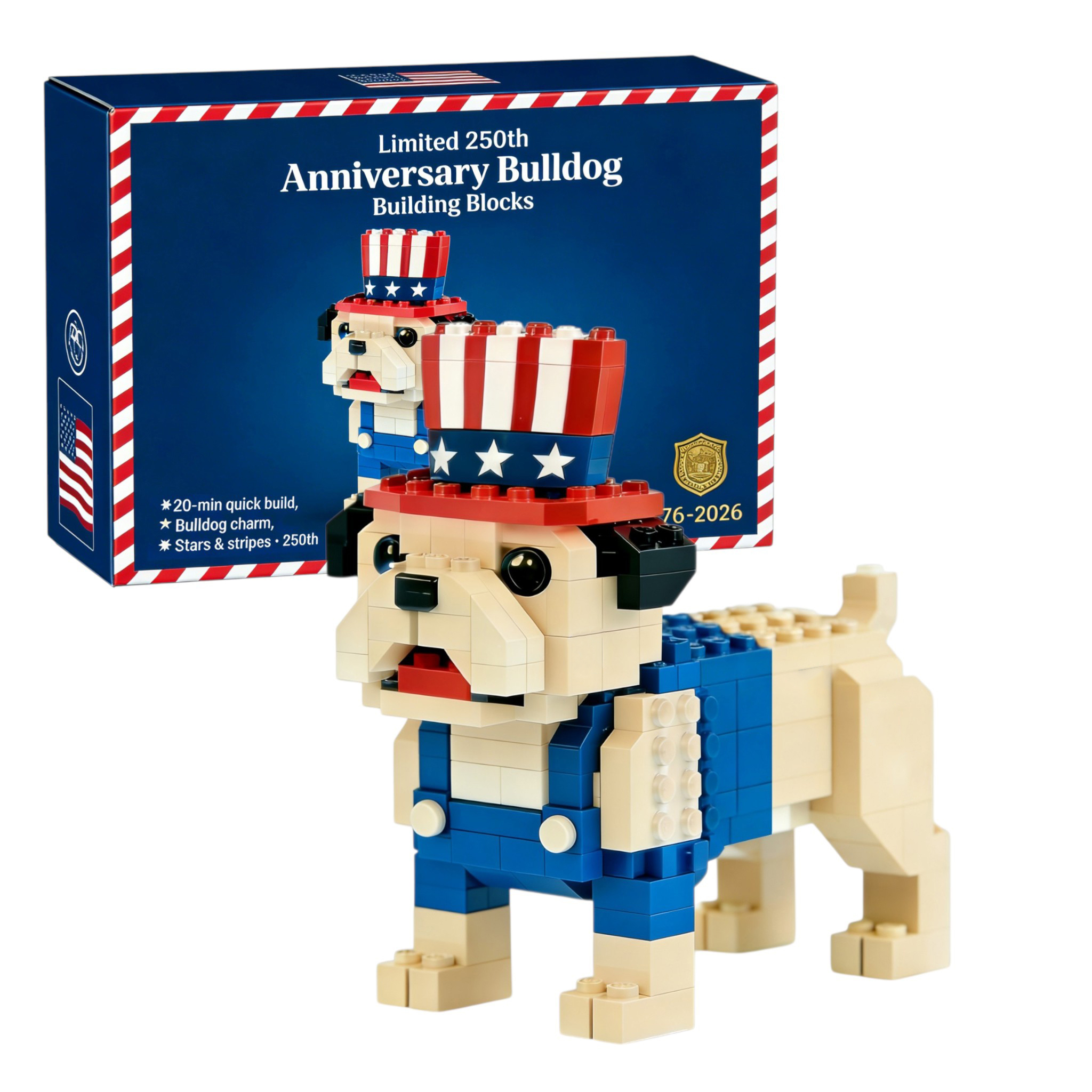 🦴Limited 250th Anniversary Bulldog Building Blocks