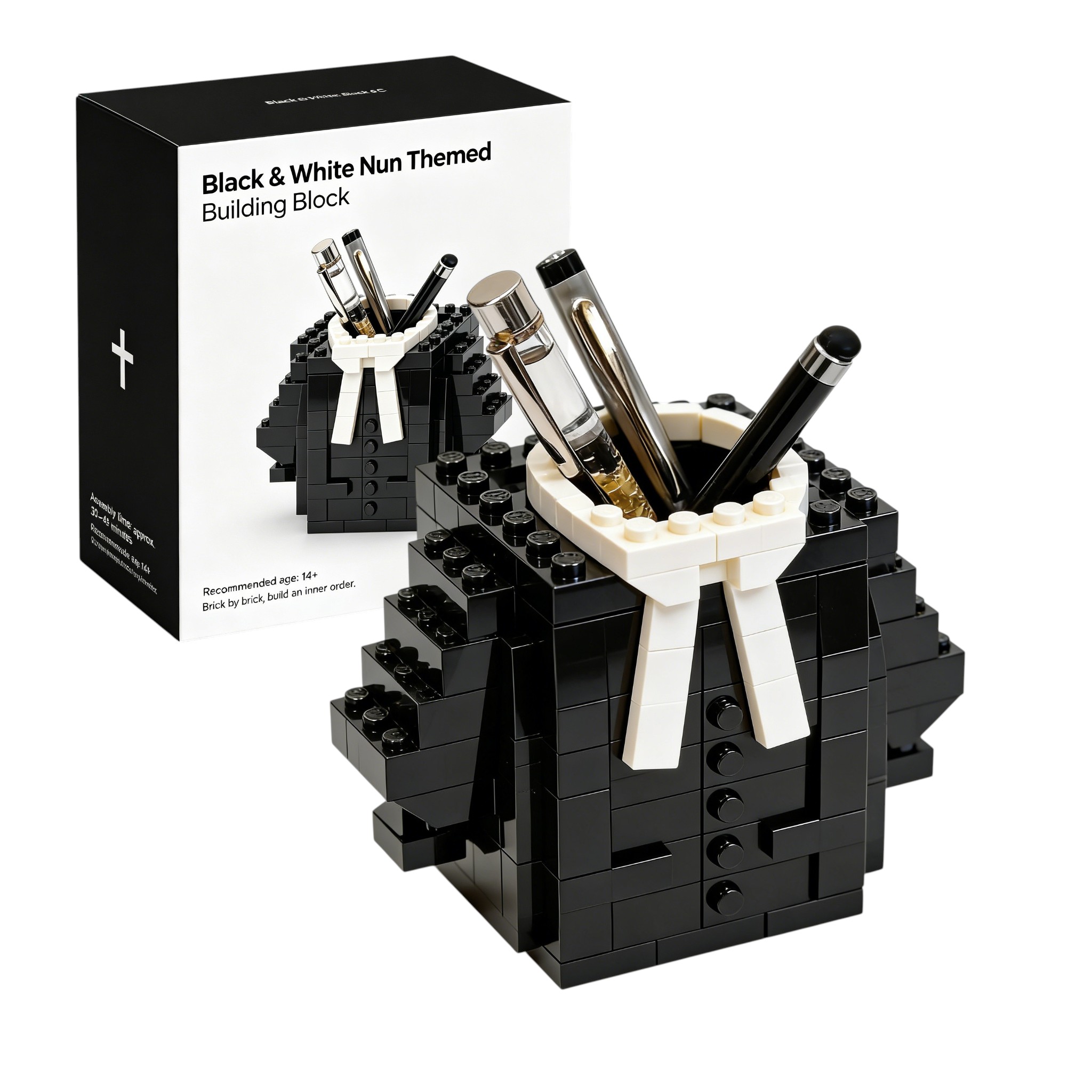 🕯️Black & White Nun Themed Building Block
