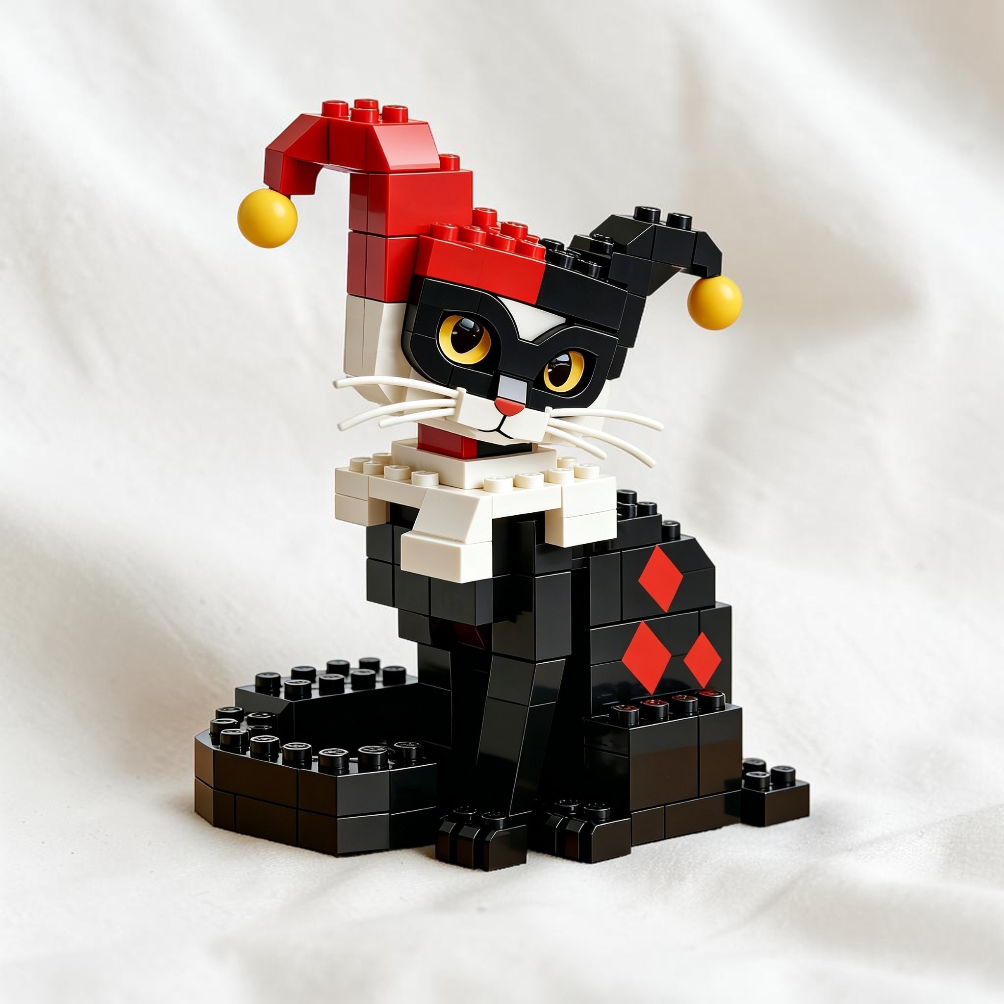 🤡🐱Red & Black Circus Clown Cat Building Blocks