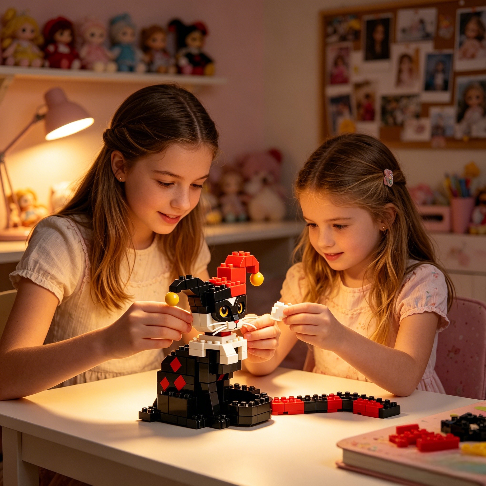 🤡🐱Red & Black Circus Clown Cat Building Blocks