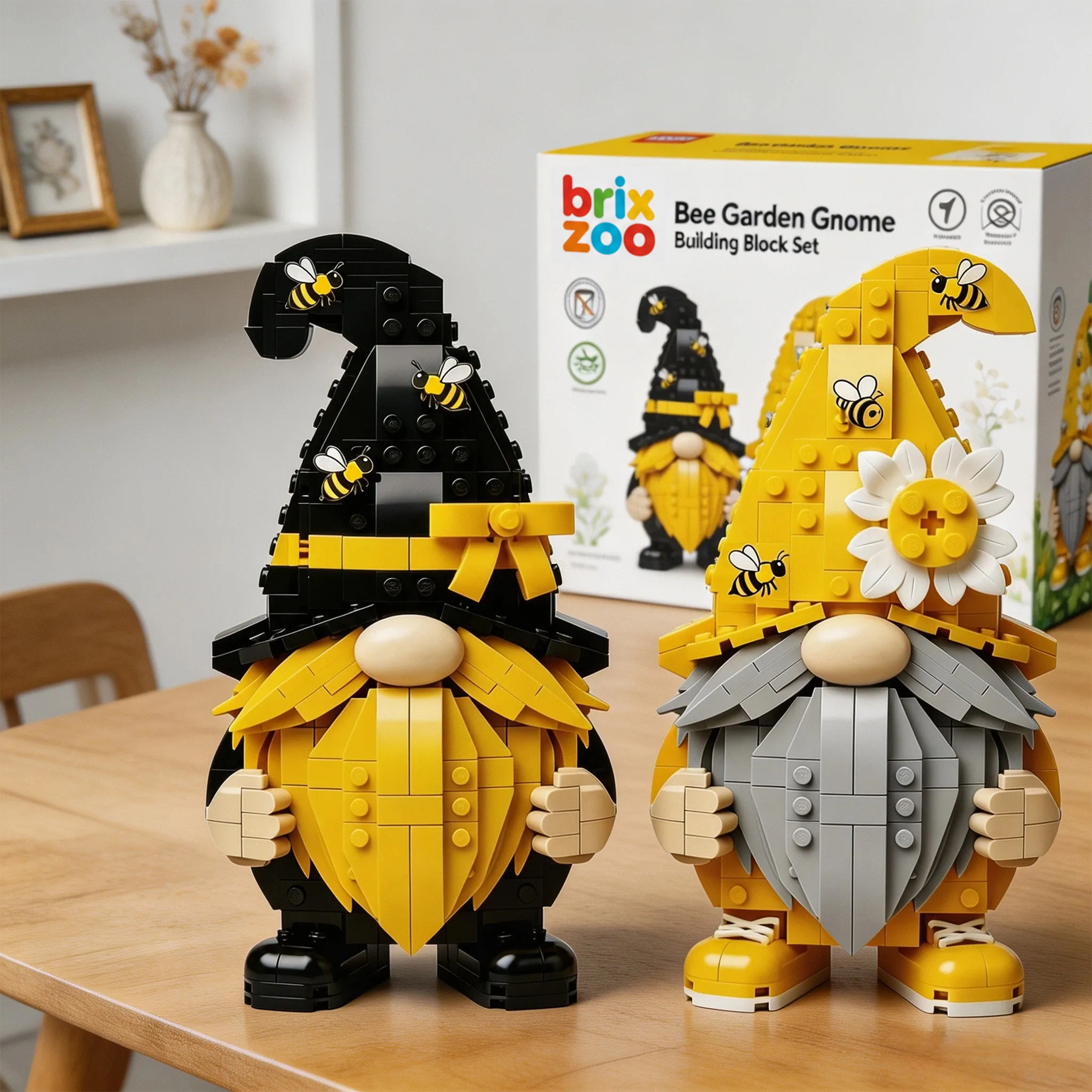 🐝 Bee Garden Gnome Building Block Set – Brixzoo
