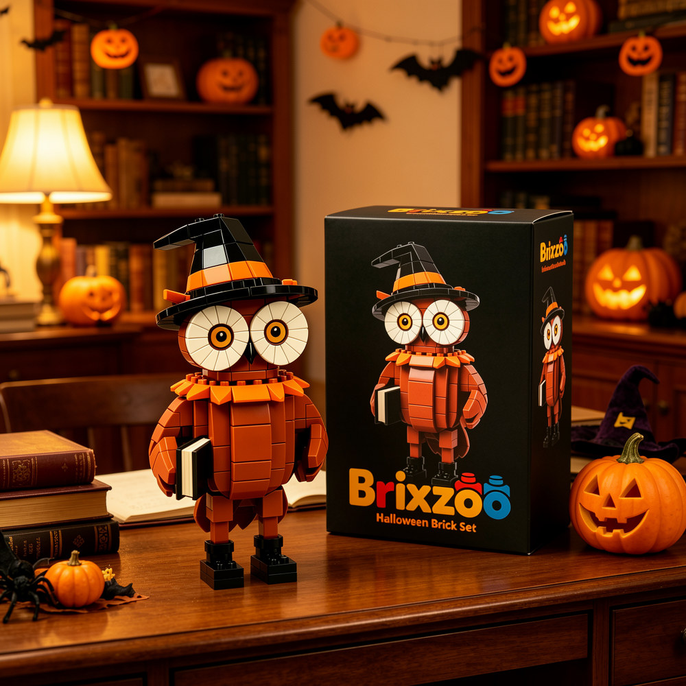 🦉Wizard Owl Halloween Building Blocks with Spell Book