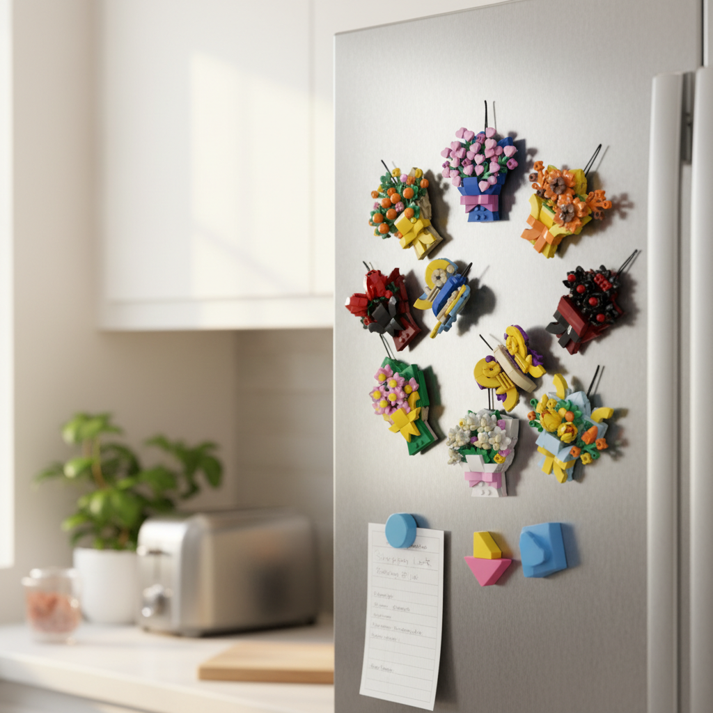 Building block flower bouquet refrigerator magnet set💌