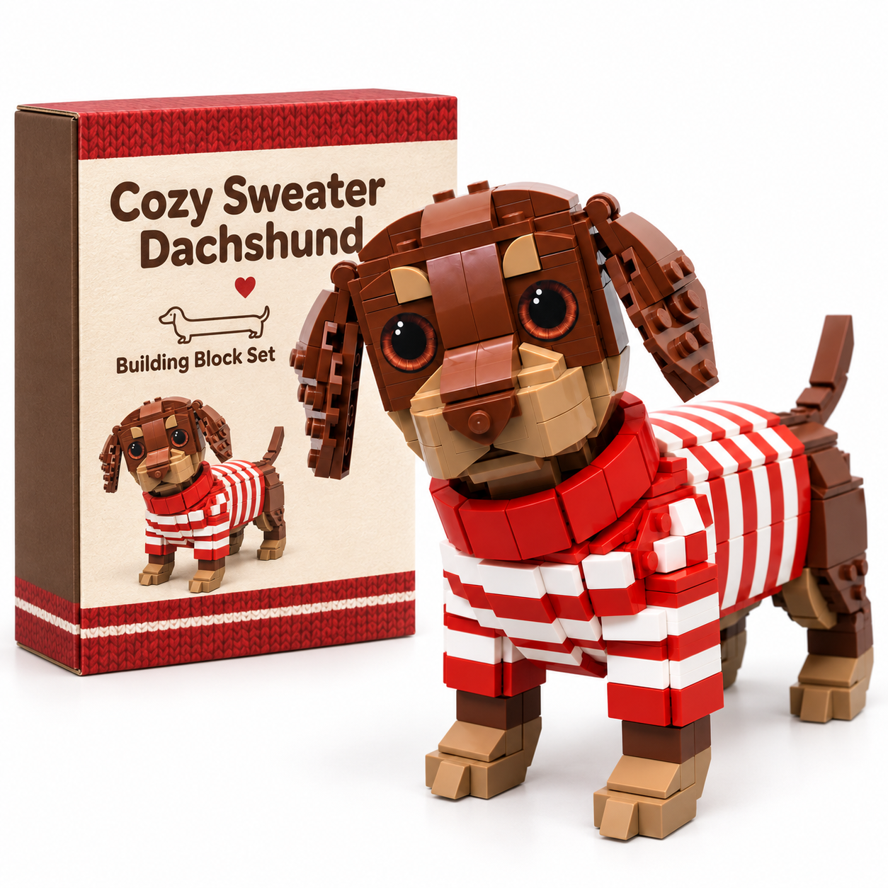 Cozy Sweater Dachshund Building Block Set ❤️