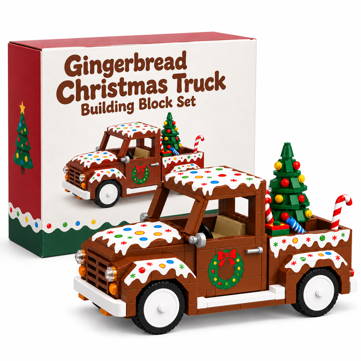 Gingerbread Christmas Truck Building Block Set 🎄🍬