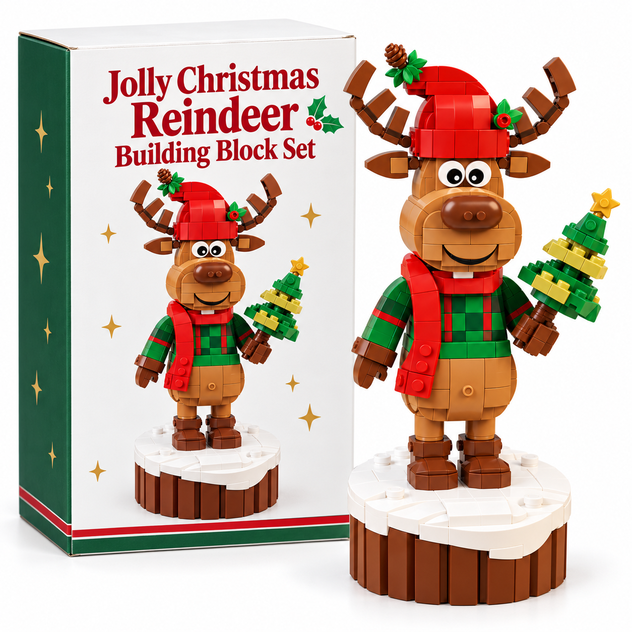 Jolly Christmas Reindeer Building Block Set 🦌🎄