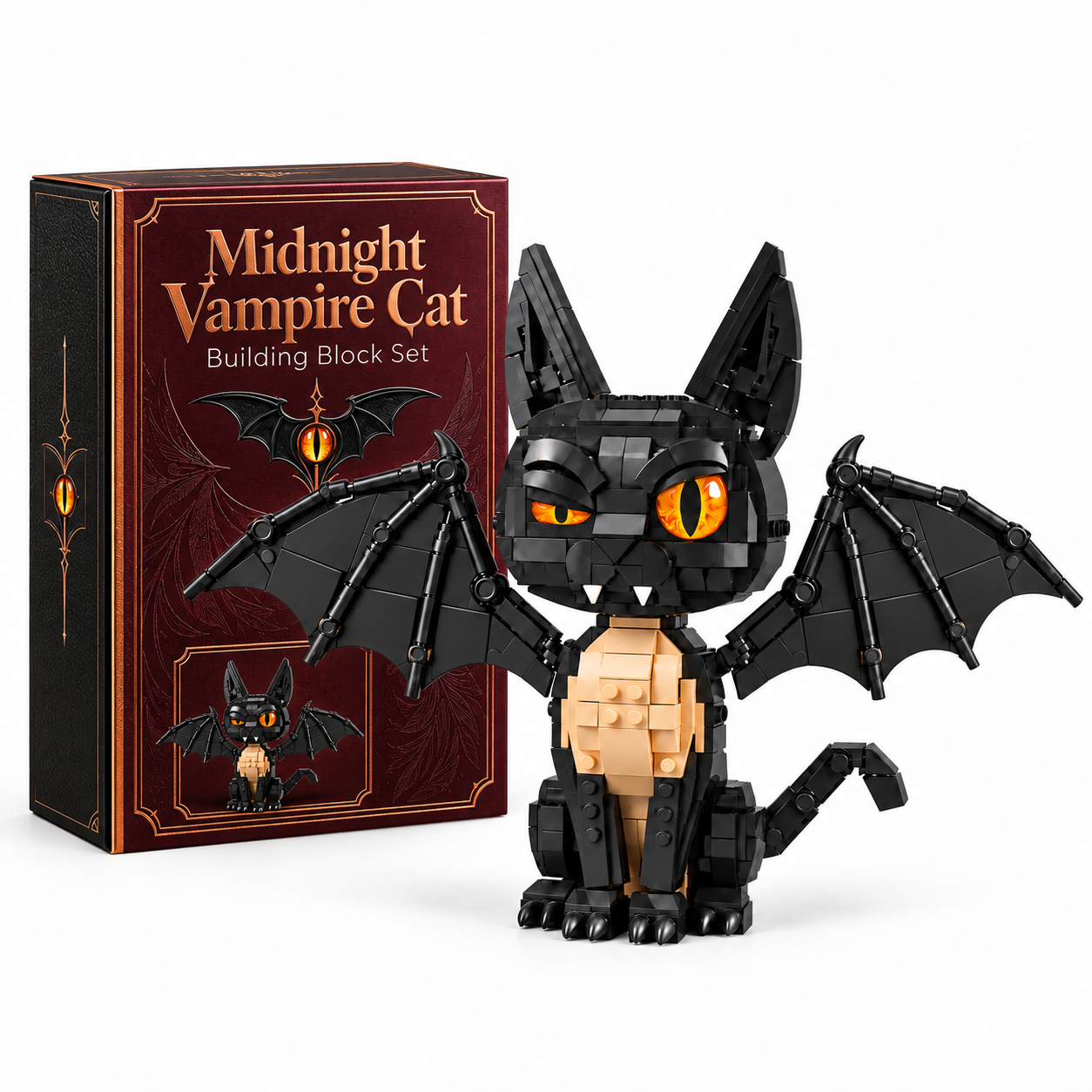 Midnight Vampire Cat Building Block Set 🐈‍⬛🦇