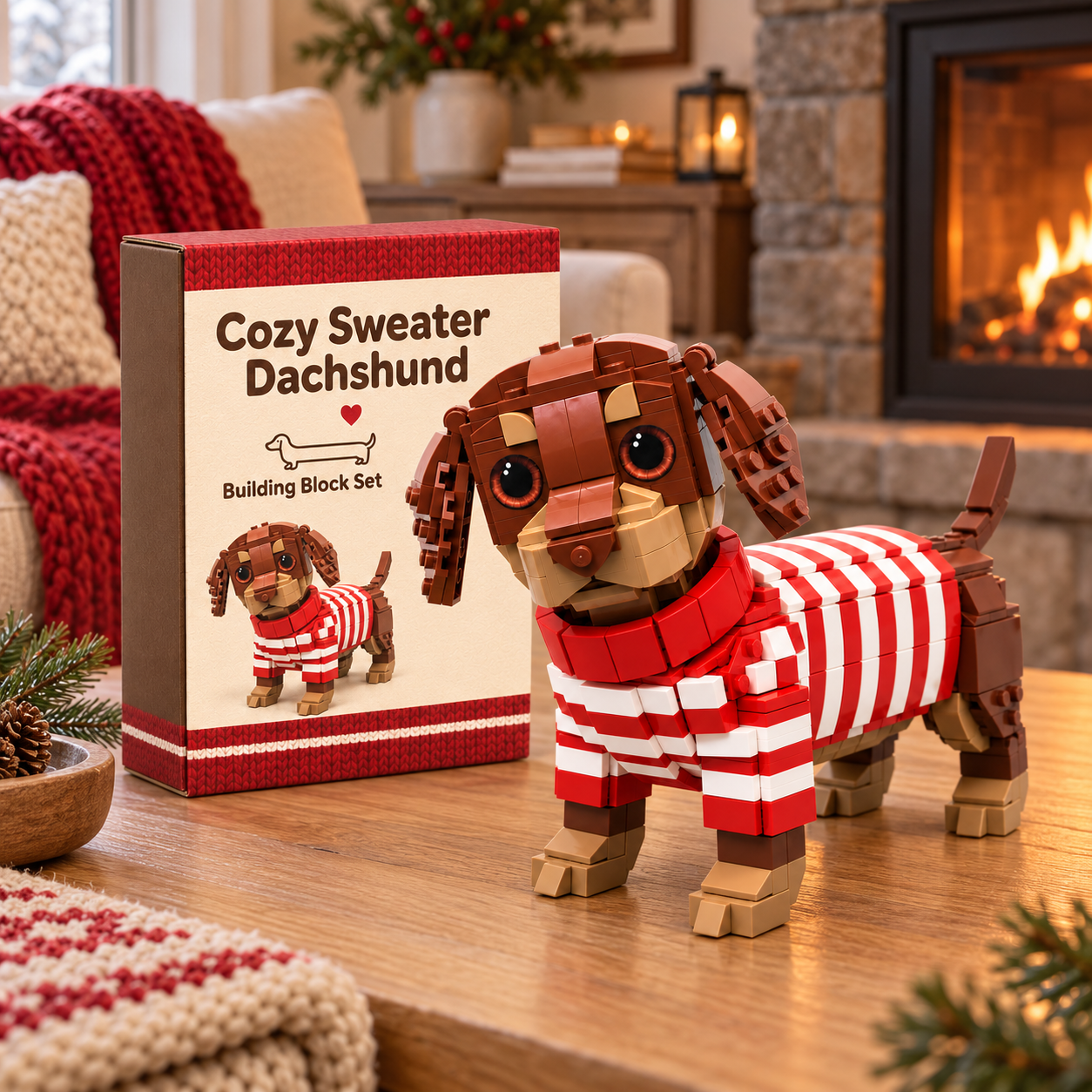 Cozy Sweater Dachshund Building Block Set ❤️