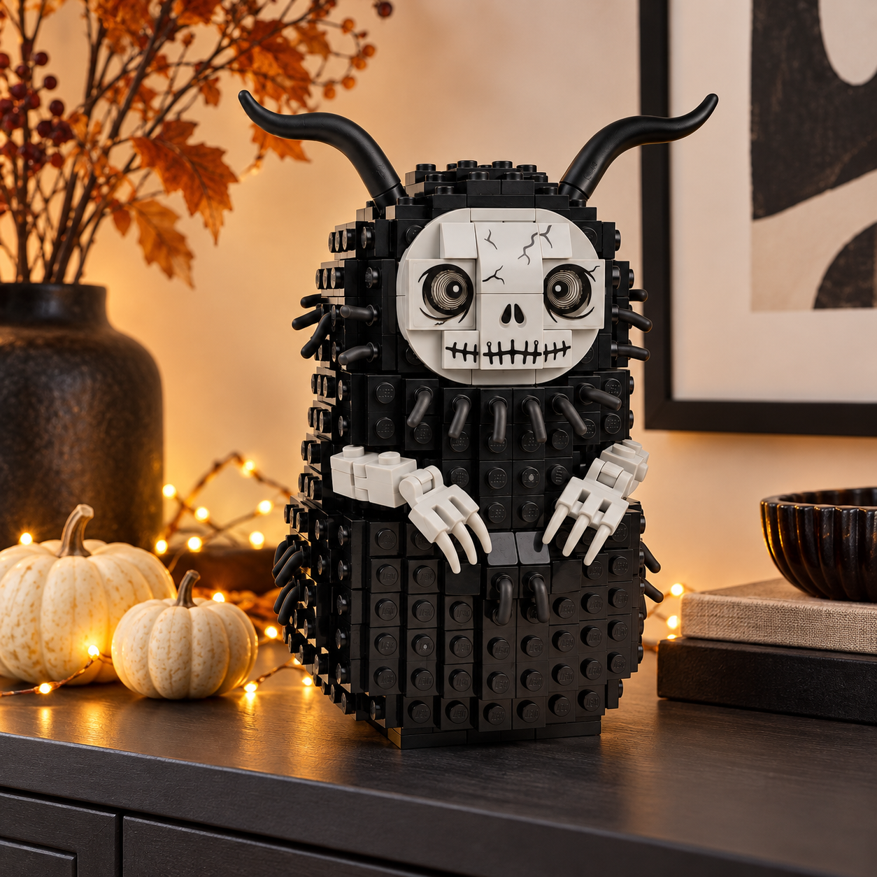 Cursed Horned Skull Building Block Set 💀🖤