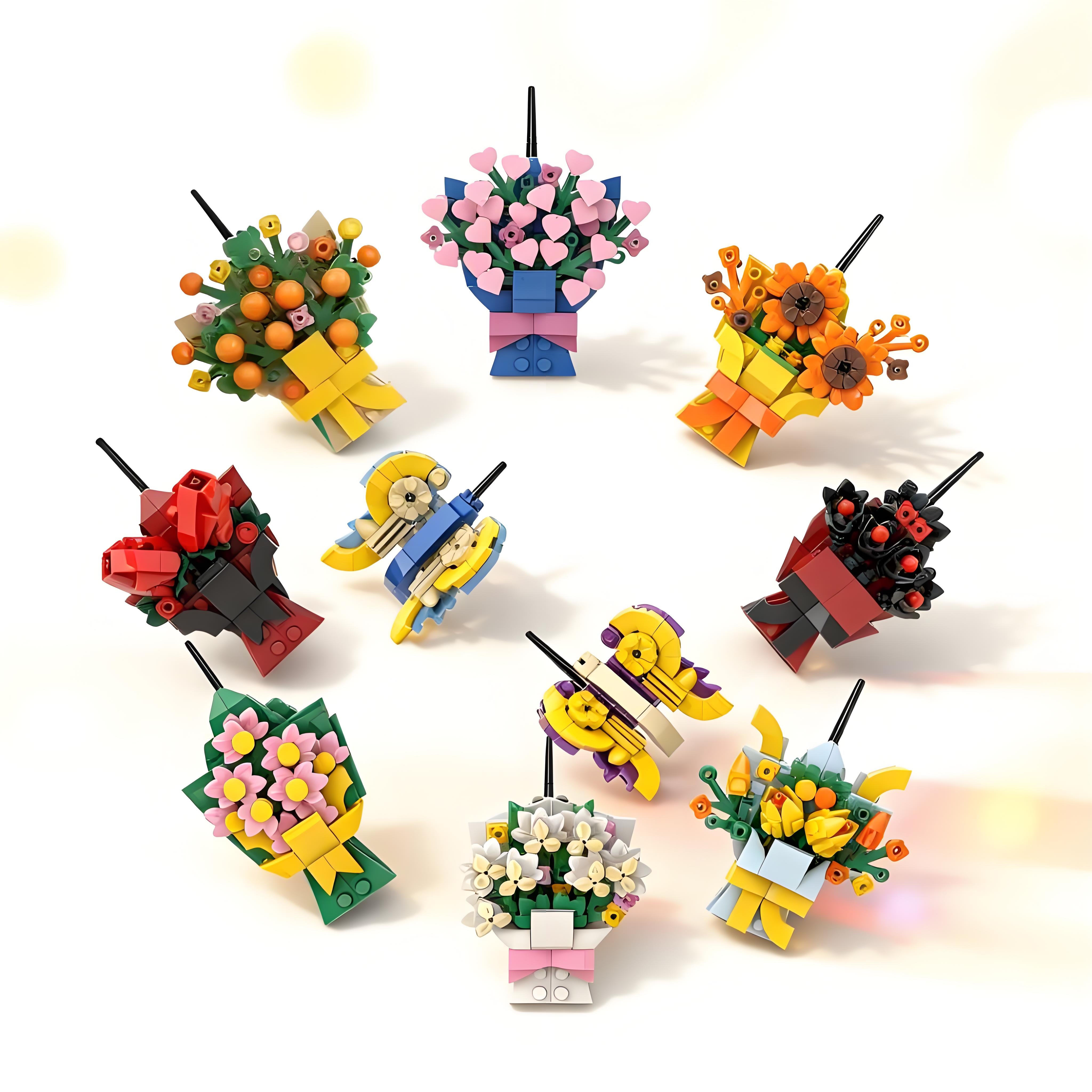 Building block flower bouquet refrigerator magnet set💌