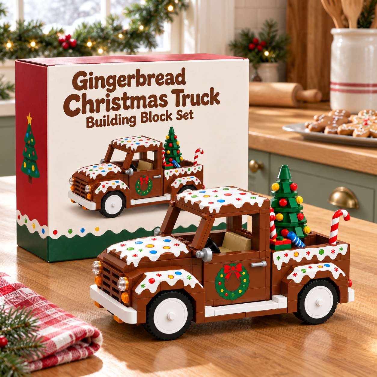 Gingerbread Christmas Truck Building Block Set 🎄🍬