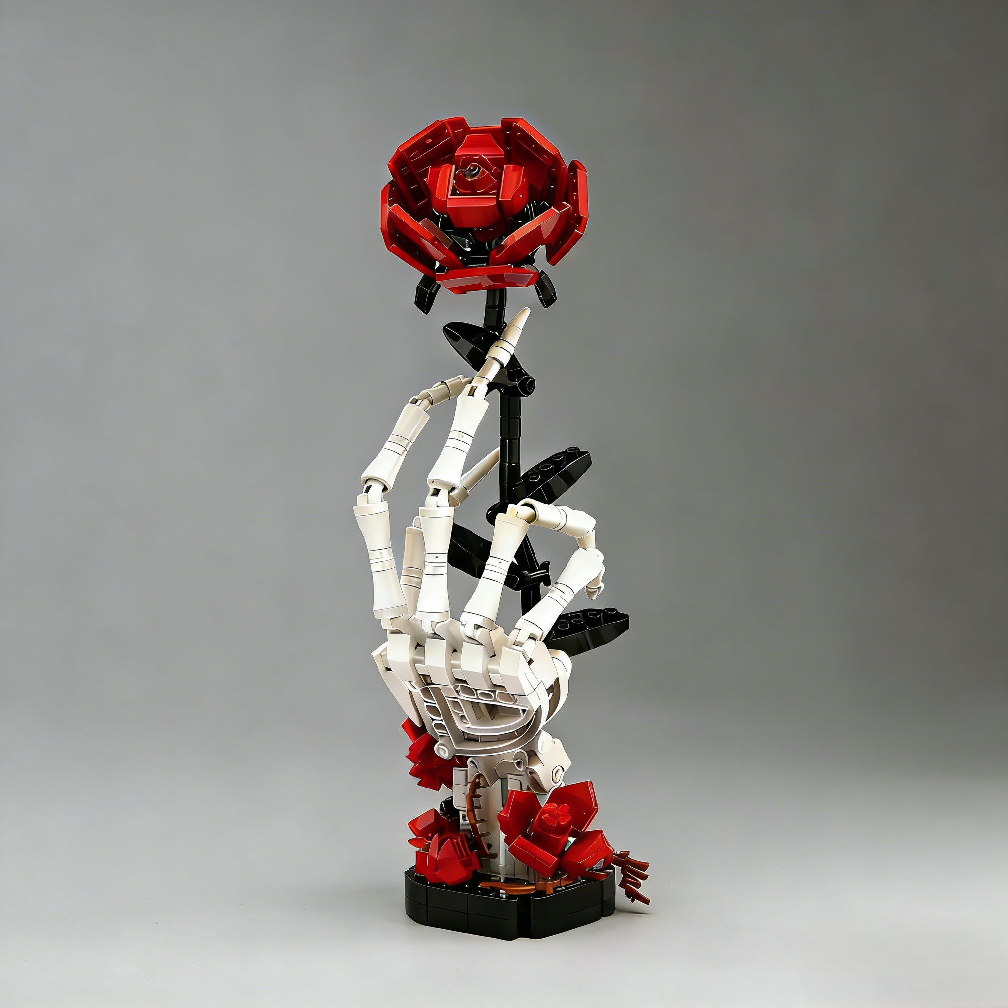 Gothic Skeleton Hand & Rose Brick Set💀🌹