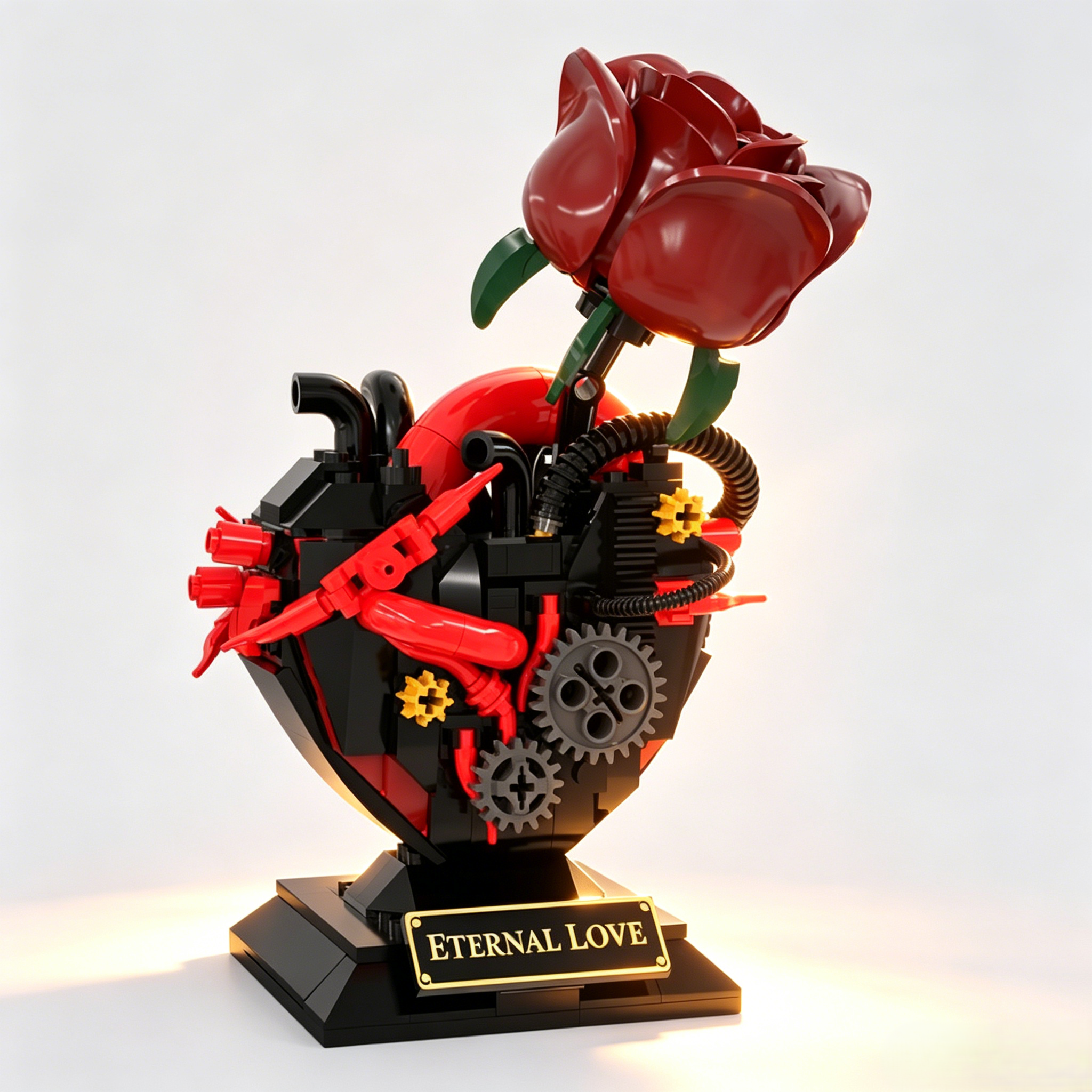 Mechanical Heart Rose Building Block Set