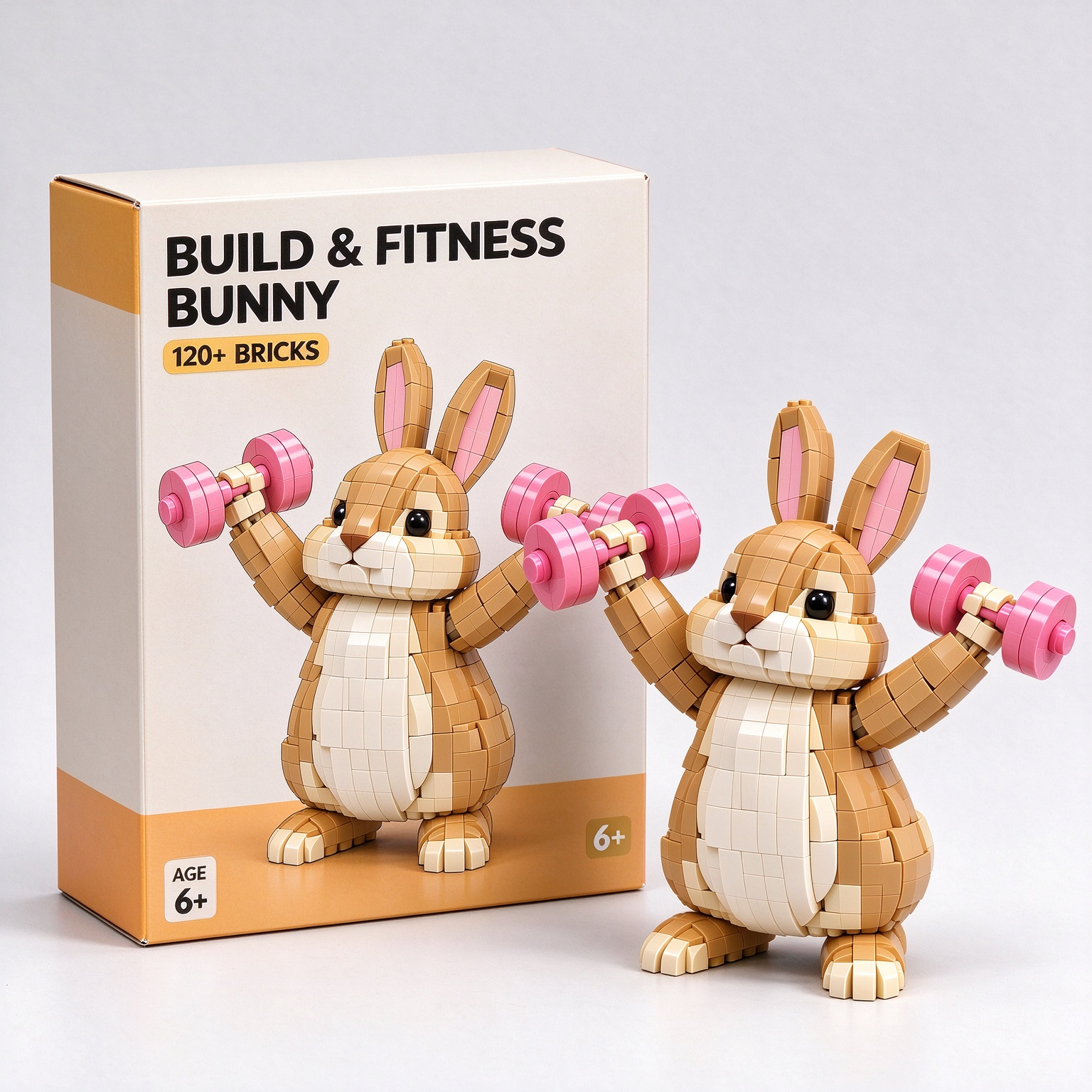 Pink Dumbbell Fitness Bunny Building Block Set 🐰💪