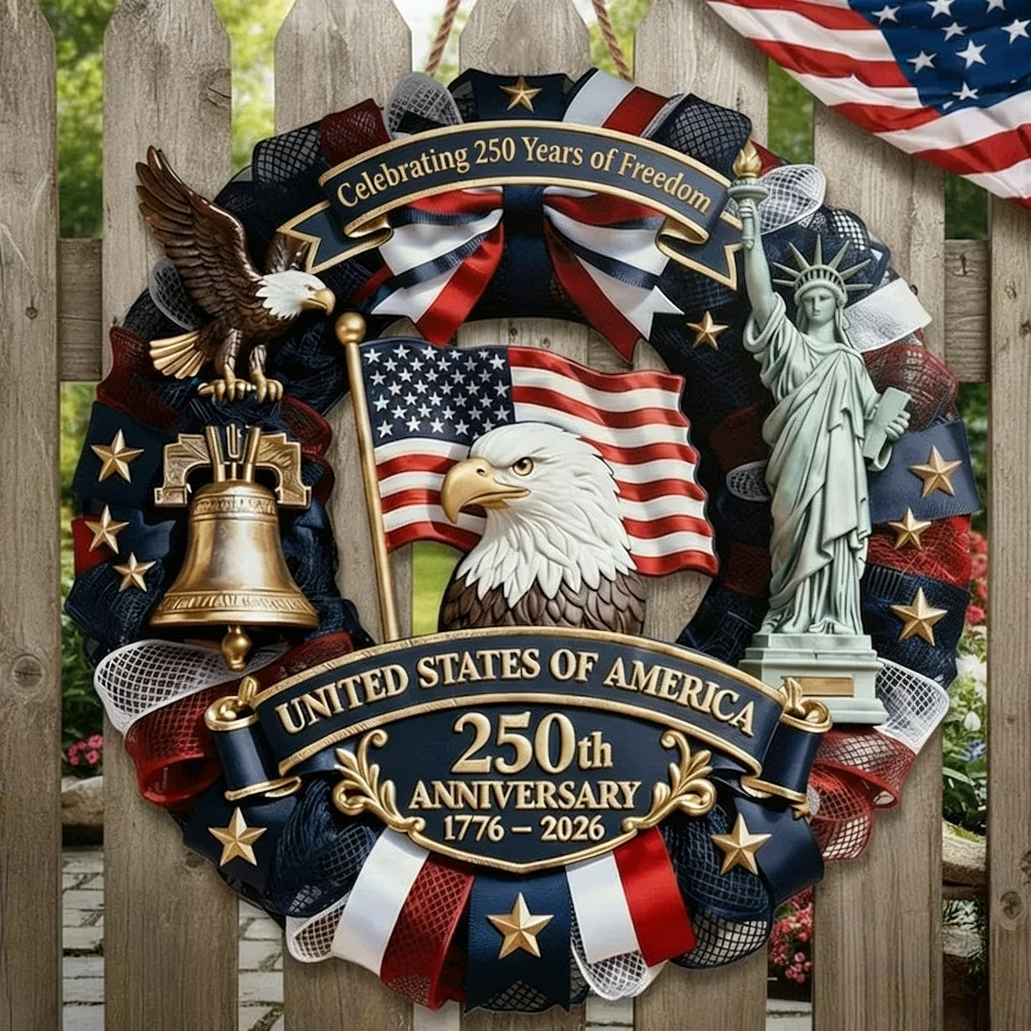 🇺🇸🦅250th America Anniversary Wreath- 1776-2026 Patriotic Door Sign(𝐋𝐮𝐜𝐚𝐬 𝐇𝐚𝐥𝐞 𝐇𝐚𝐧𝐝𝐦𝐚𝐝𝐞®)