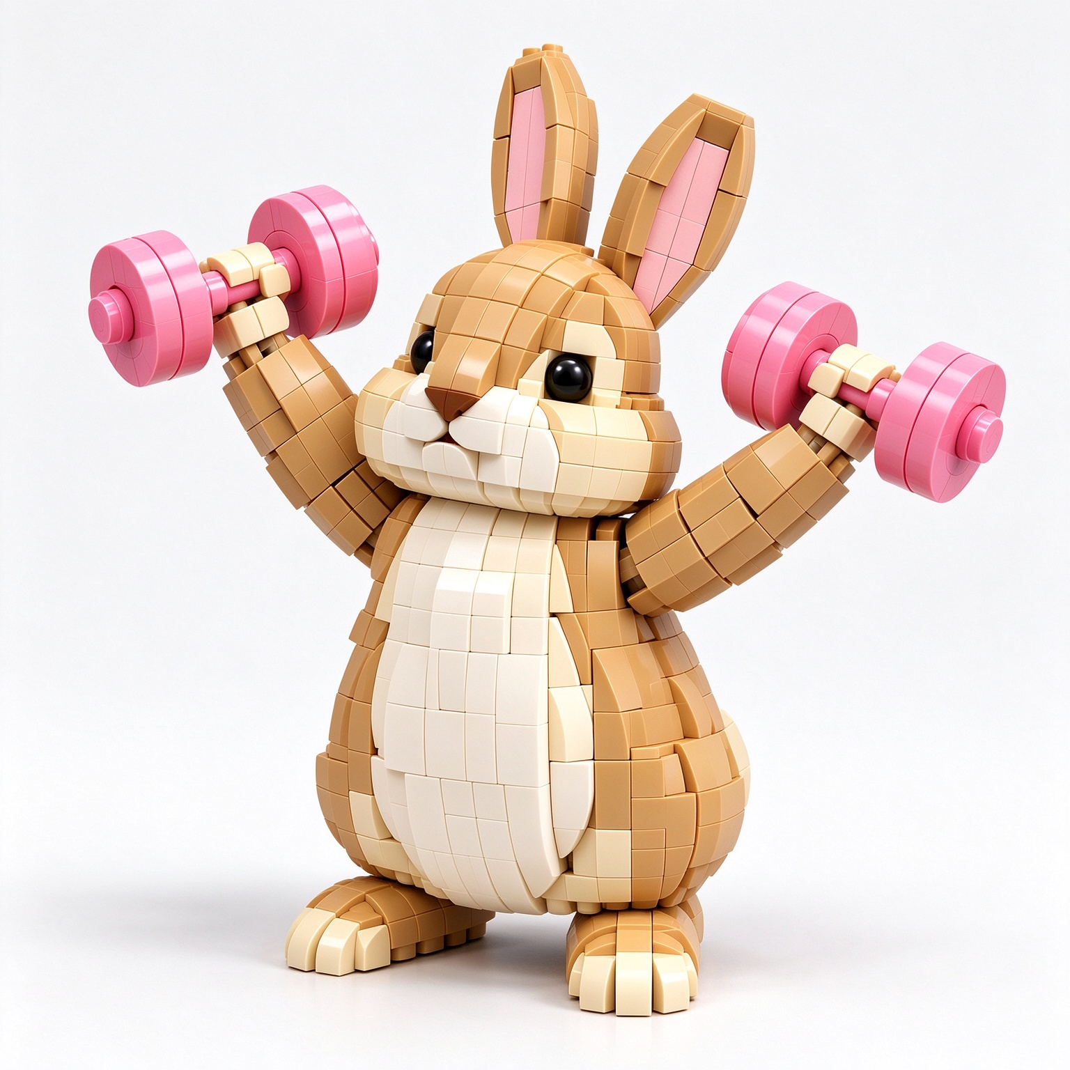 Pink Dumbbell Fitness Bunny Building Block Set 🐰💪