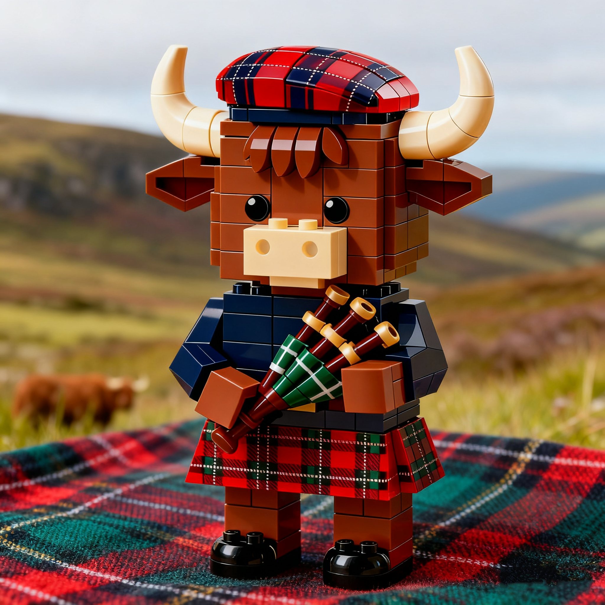 🏆NEW YEAR 49% OFF - 2026 Limited Edition--Scottish Highland Cow Bagpiper Brick Set