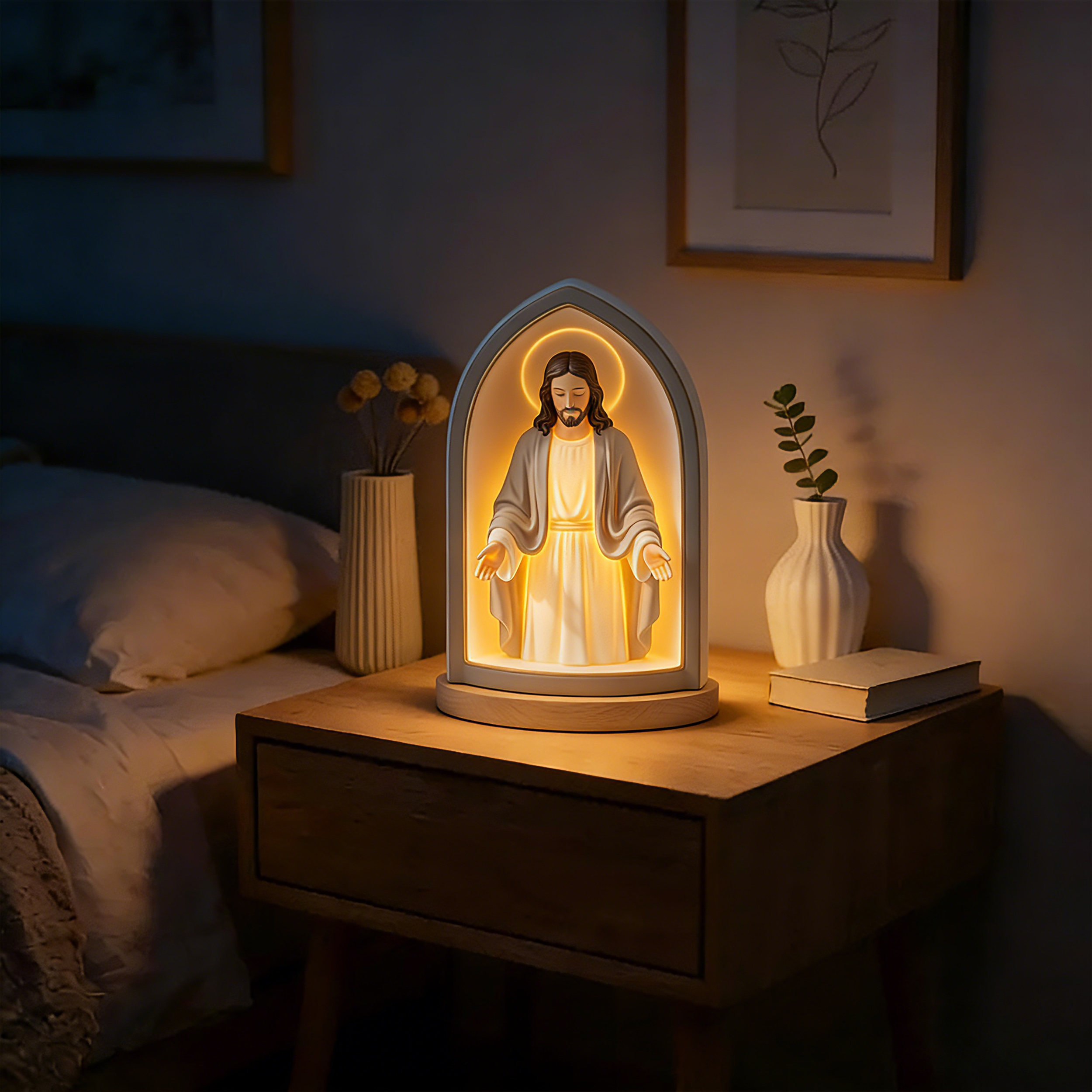 Handmade Resin Jesus Blessing Night Light✨– A Gentle Glow of Faith & Protection(𝐋𝐮𝐜𝐚𝐬 𝐇𝐚𝐥𝐞 𝐇𝐚𝐧𝐝𝐦𝐚𝐝𝐞®)