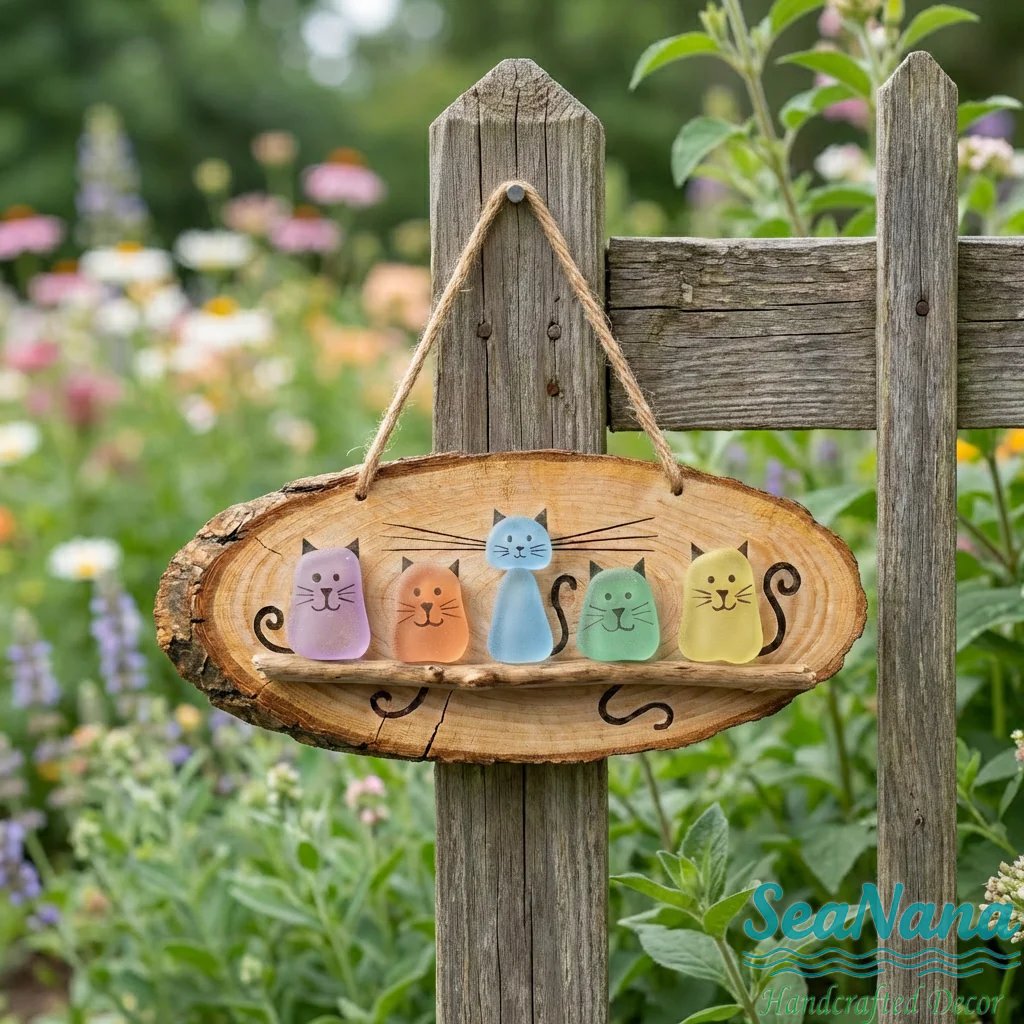 🔥Last Day 50% OFF - 😻 Super Cute Sea Glass Cat Wall Hanging 💕✨🐾(𝐋𝐮𝐜𝐚𝐬 𝐇𝐚𝐥𝐞 𝐇𝐚𝐧𝐝𝐦𝐚𝐝𝐞®)