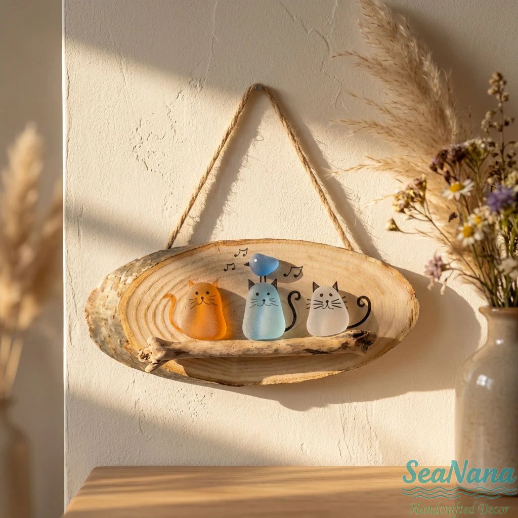 🔥Last Day 50% OFF - 😻 Super Cute Sea Glass Cat Wall Hanging 💕✨🐾(𝐋𝐮𝐜𝐚𝐬 𝐇𝐚𝐥𝐞 𝐇𝐚𝐧𝐝𝐦𝐚𝐝𝐞®)
