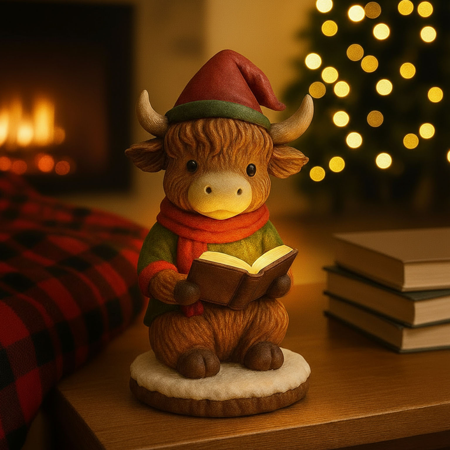 🐮Cute Highland Cow Elf Christmas Night Light  (𝐋𝐮𝐜𝐚𝐬 𝐇𝐚𝐥𝐞 𝐇𝐚𝐧𝐝𝐦𝐚𝐝𝐞®)🎄✨