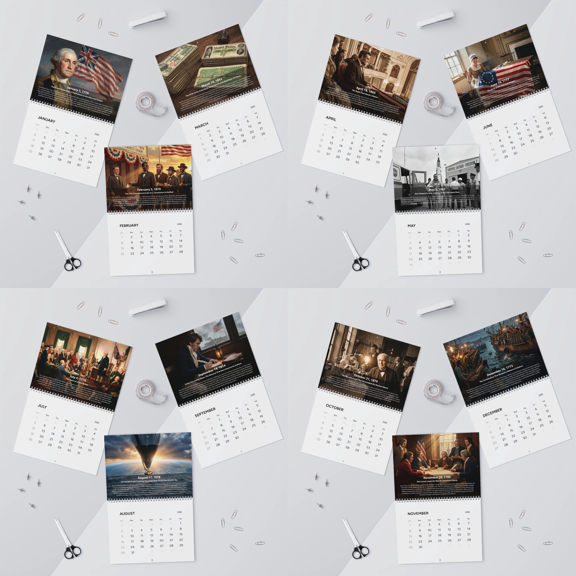 🔥Limited Edition, Only 100 Sets Left! -America's 250th Anniversary 2026 Calendar