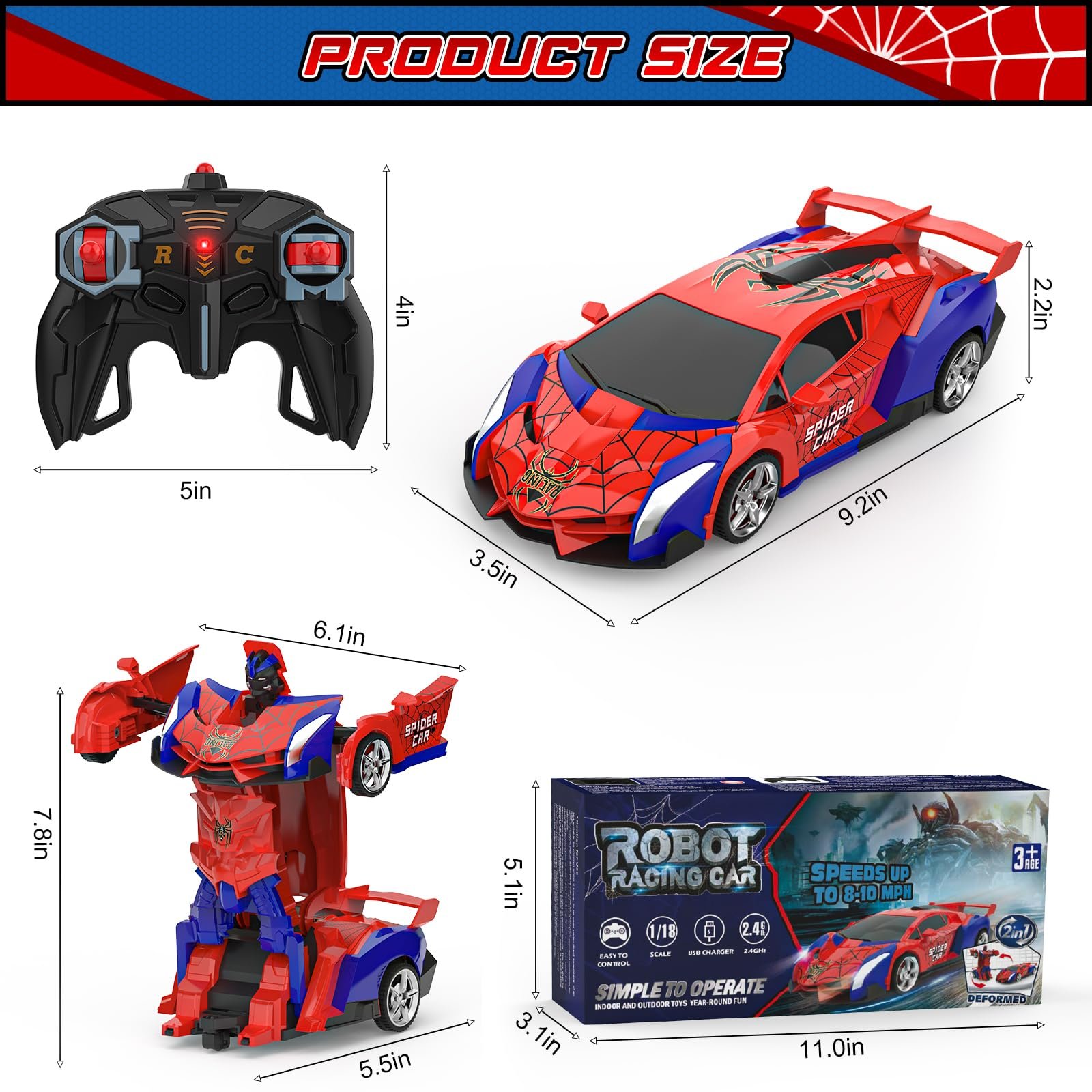 Top Christmas Gift 2025 🎅 Transform Easter RC Cars for Boys🔥🚗Scale Robot Deformation 360°