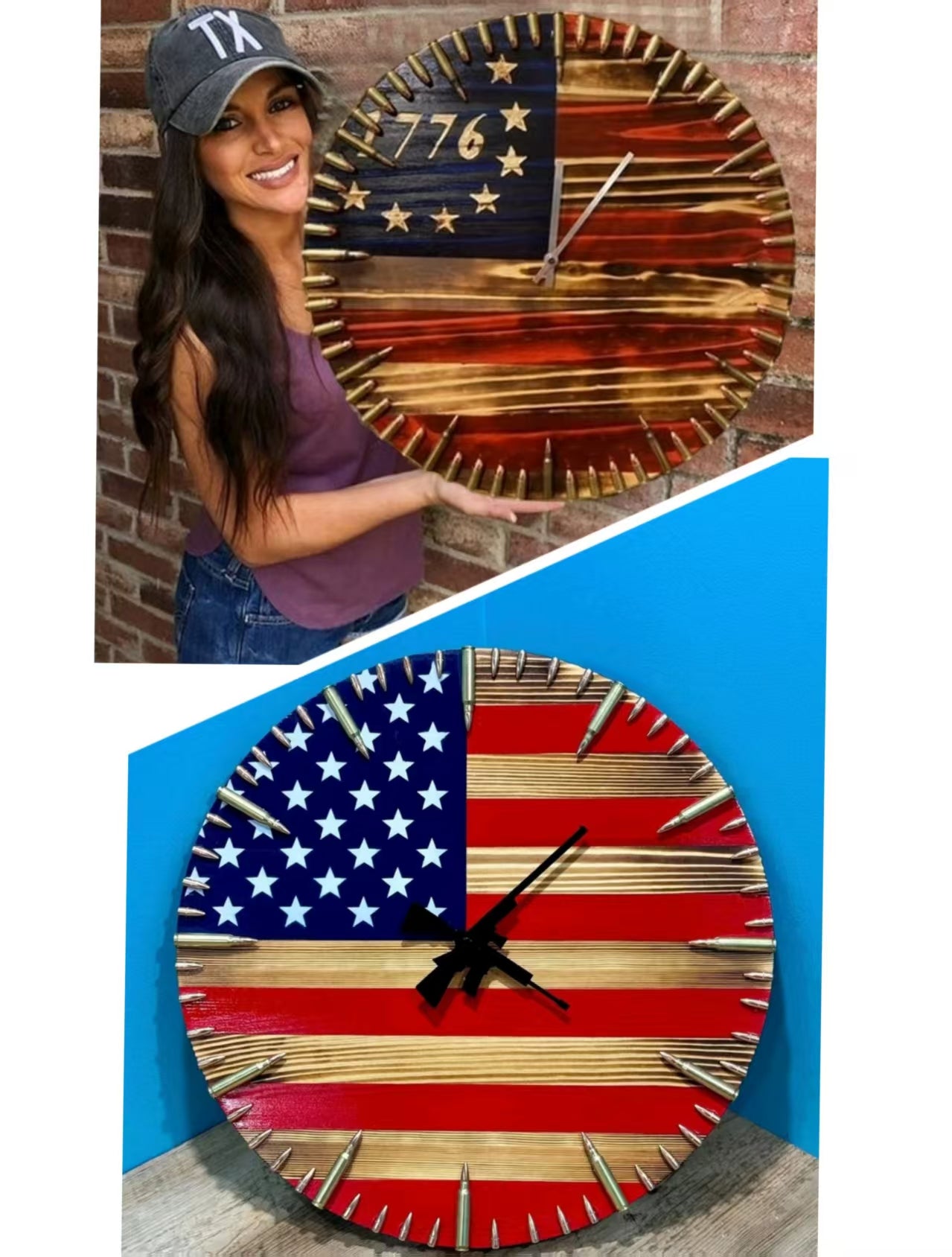 Veteran's Day Pre-Sale 60% OFF🔥Handmade Patriotic American Flag Clock🎁BUY 2 FREE SHIPPING