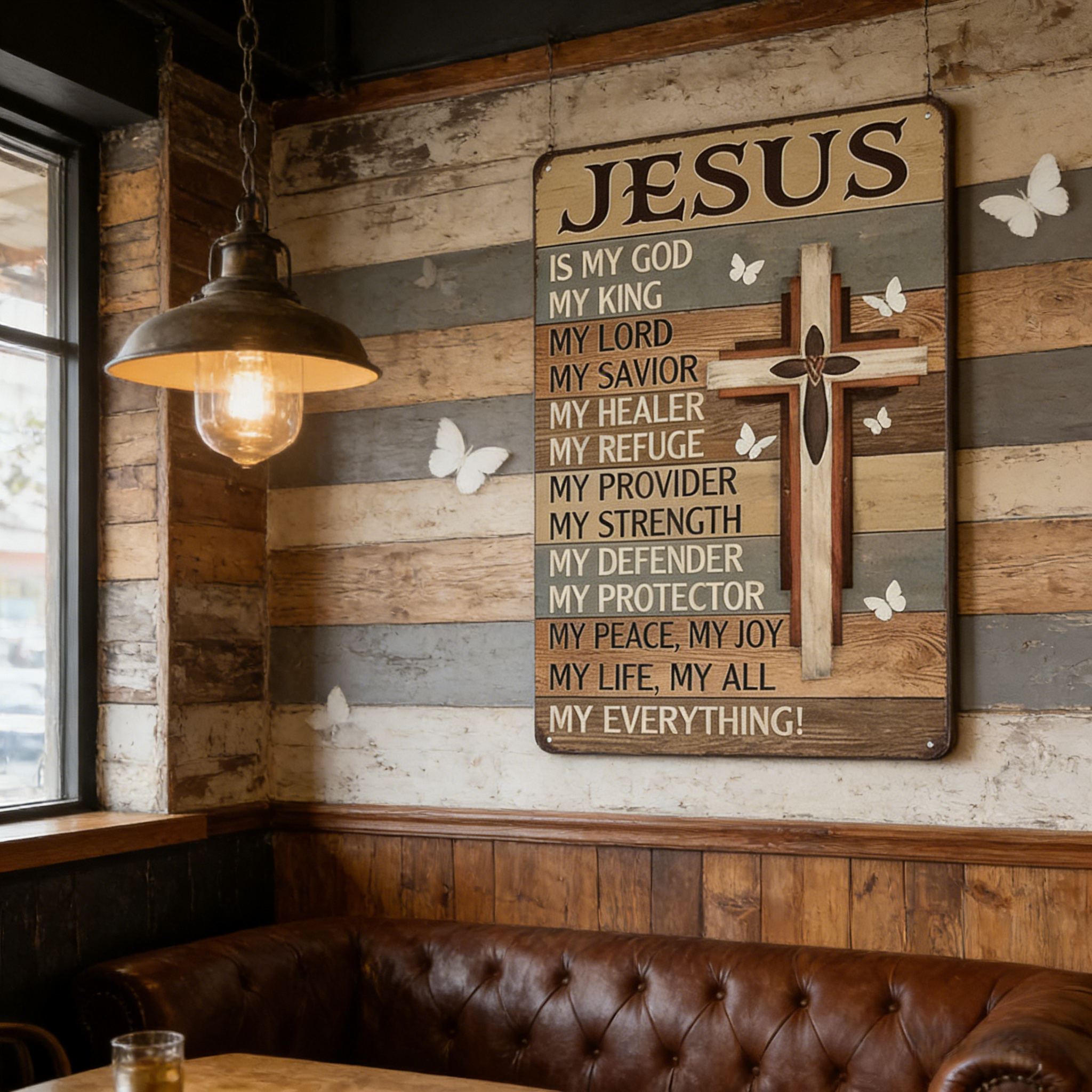 Jesus Is My God King Everything – Vintage Tin Sign  8x12 Inch Religious Metal Wall Art