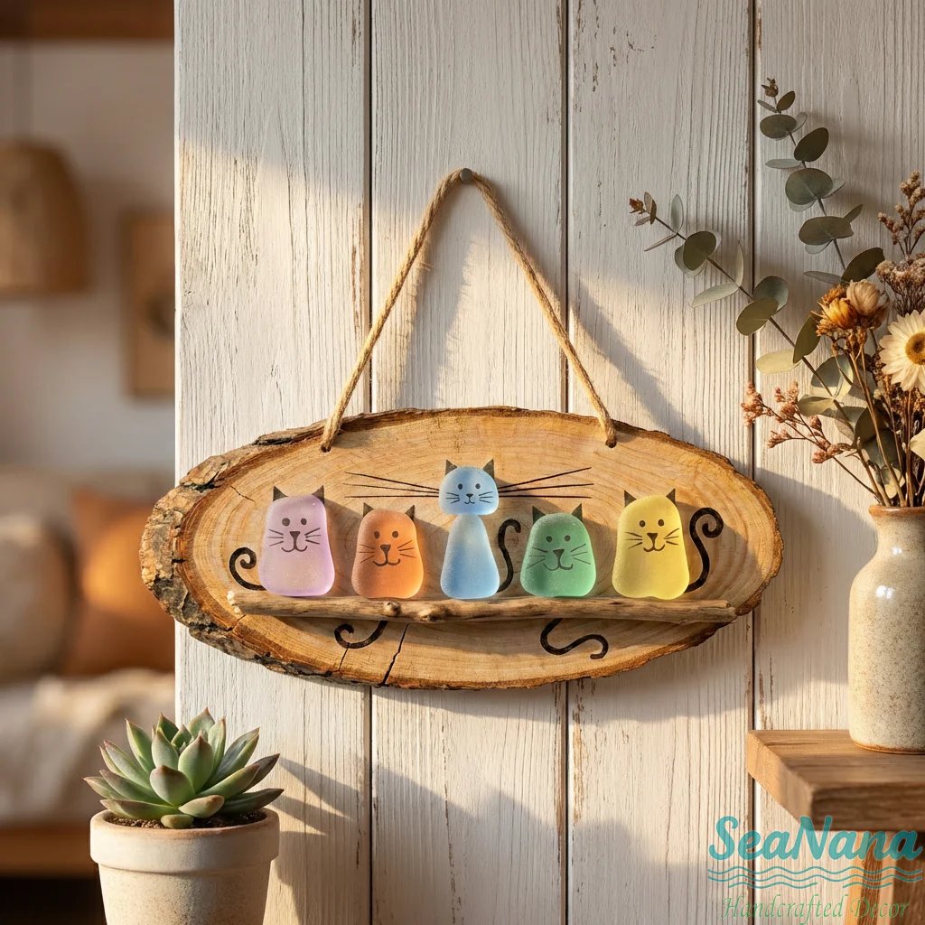 🔥Last Day 50% OFF - 😻 Super Cute Sea Glass Cat Wall Hanging 💕✨🐾(𝐋𝐮𝐜𝐚𝐬 𝐇𝐚𝐥𝐞 𝐇𝐚𝐧𝐝𝐦𝐚𝐝𝐞®)