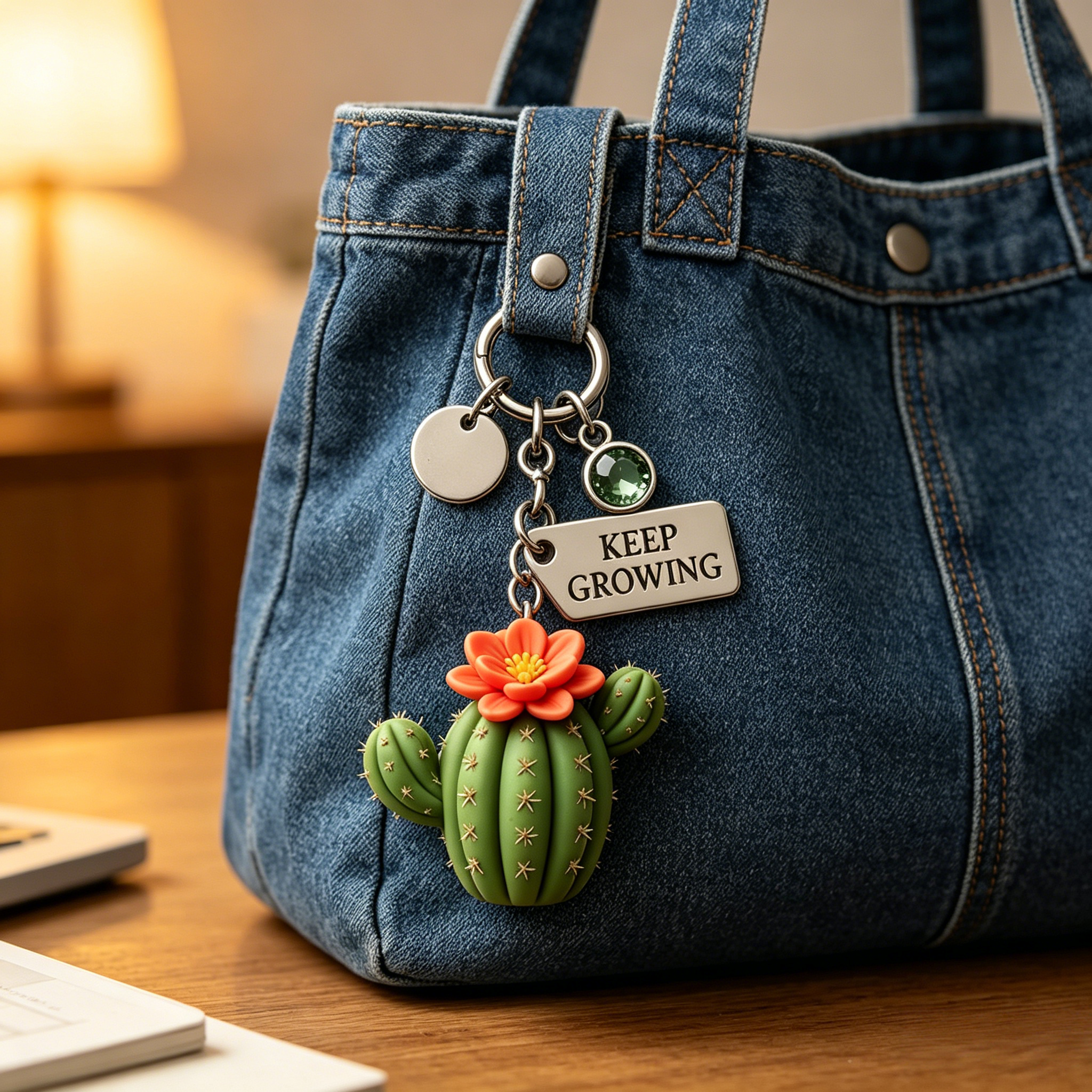 A Little Succulent for Your Journey | Keep Growing Cactus Keychain