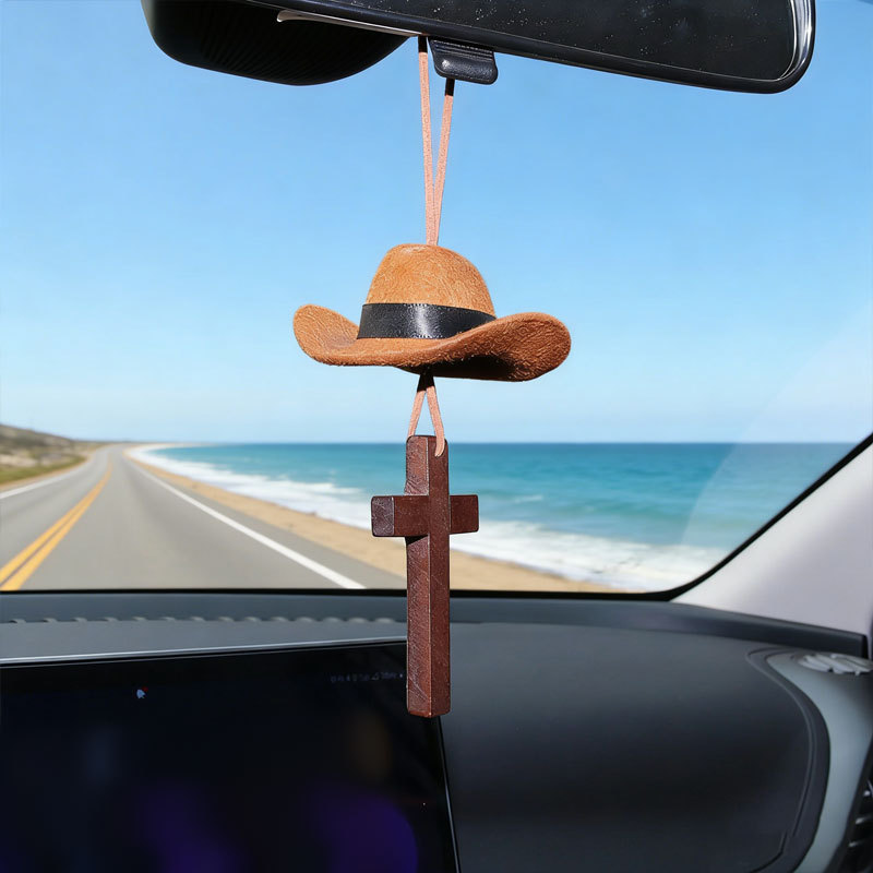 🔥Last Day 50% OFF - 🤠 Cowboy Hat & Cross Car Charm | A Ride with Style & Faith 🚗✨(𝐋𝐮𝐜𝐚𝐬 𝐇𝐚𝐥𝐞 𝐇𝐚𝐧𝐝𝐦𝐚𝐝𝐞®)