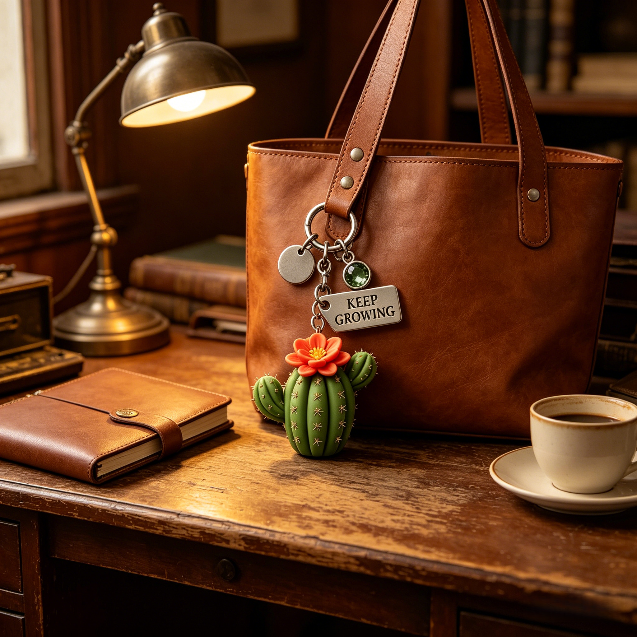 A Little Succulent for Your Journey | Keep Growing Cactus Keychain