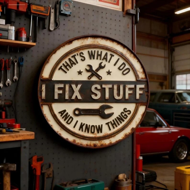 🔥LAST DAY 50% OFF - 🔧💪"That’s What I Do - I Fix Stuff" 3D Metal Garage Sign