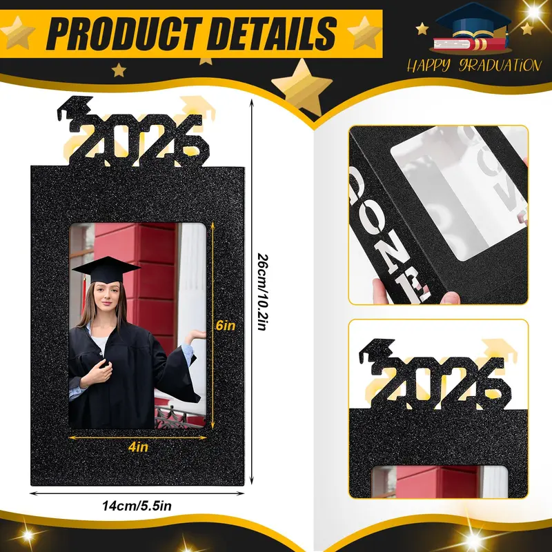🔥LAST DAY 50% OFF - 4/8Pcs Graduation Centerpieces for Class of 2026 Fit 4x6in Photo | Fillable Picture Box