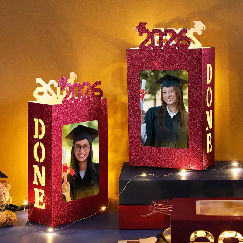 🔥LAST DAY 50% OFF - 4/8Pcs Graduation Centerpieces for Class of 2026 Fit 4x6in Photo | Fillable Picture Box