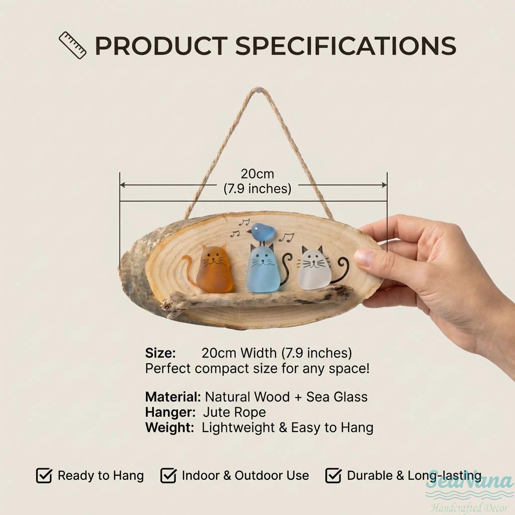 🔥Last Day 50% OFF - 😻 Super Cute Sea Glass Cat Wall Hanging 💕✨🐾(𝐋𝐮𝐜𝐚𝐬 𝐇𝐚𝐥𝐞 𝐇𝐚𝐧𝐝𝐦𝐚𝐝𝐞®)