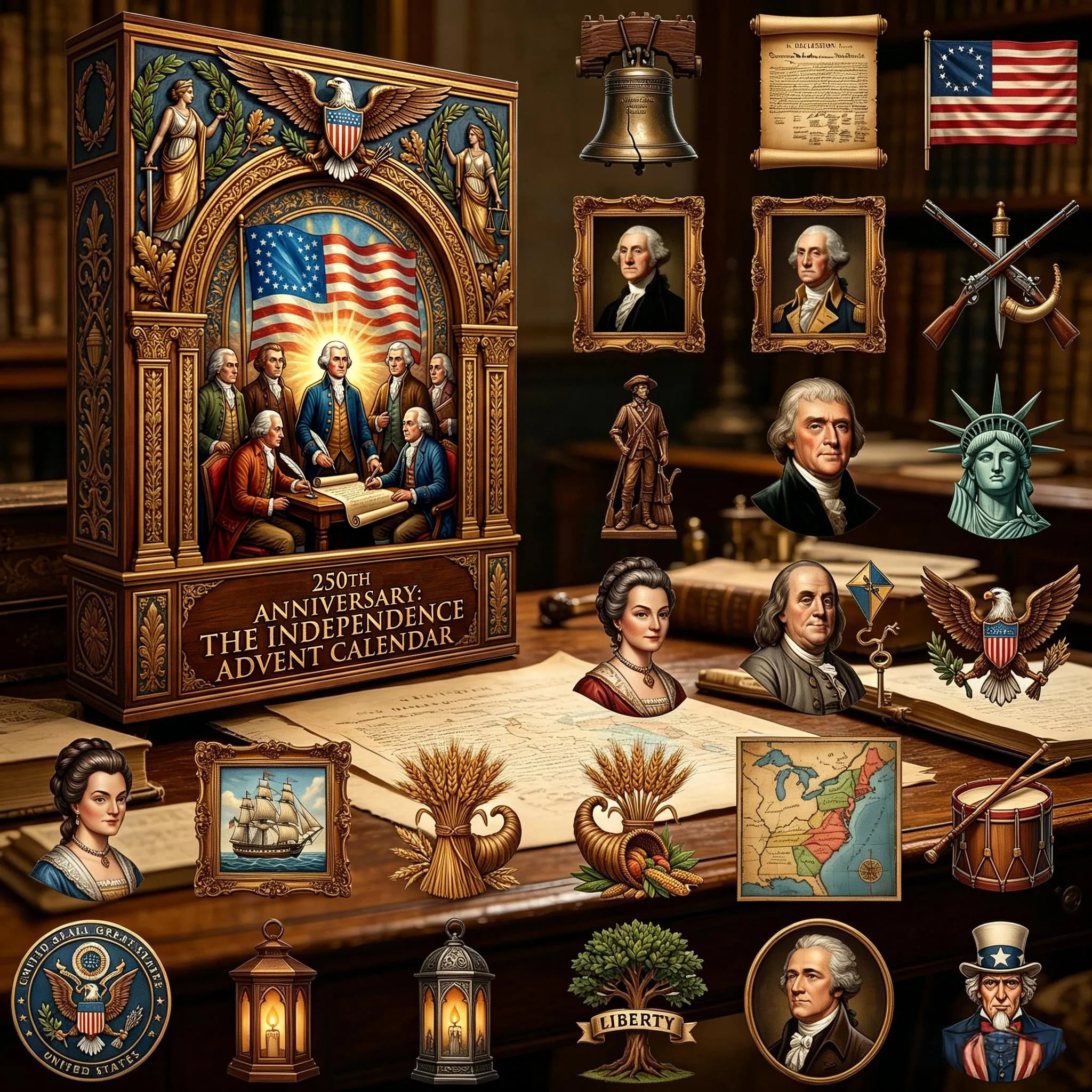 🔥Limited Edition, Only 100 Sets Left! -🇺🇸 America's 250th Anniversary: The Independence Advent Calendar(𝐋𝐮𝐜𝐚𝐬 𝐇𝐚𝐥𝐞 𝐇𝐚𝐧𝐝𝐦𝐚𝐝𝐞®)