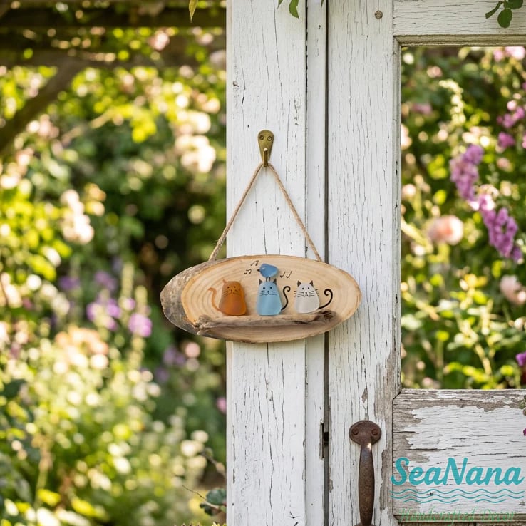 🔥Last Day 50% OFF - 😻 Super Cute Sea Glass Cat Wall Hanging 💕✨🐾(𝐋𝐮𝐜𝐚𝐬 𝐇𝐚𝐥𝐞 𝐇𝐚𝐧𝐝𝐦𝐚𝐝𝐞®)