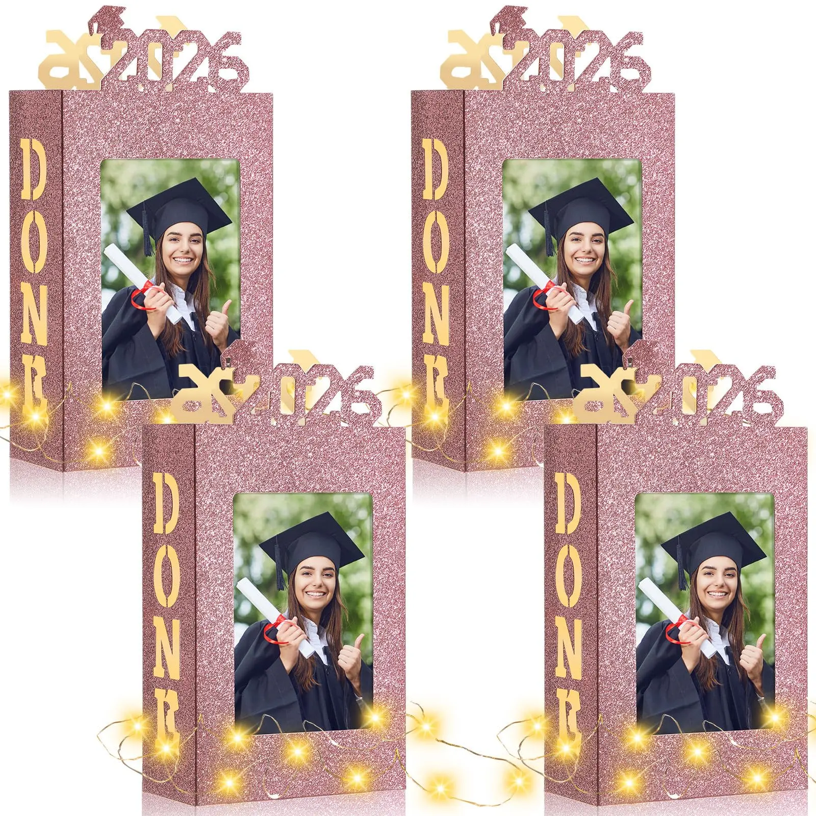 🔥LAST DAY 50% OFF - 4/8Pcs Graduation Centerpieces for Class of 2026 Fit 4x6in Photo | Fillable Picture Box