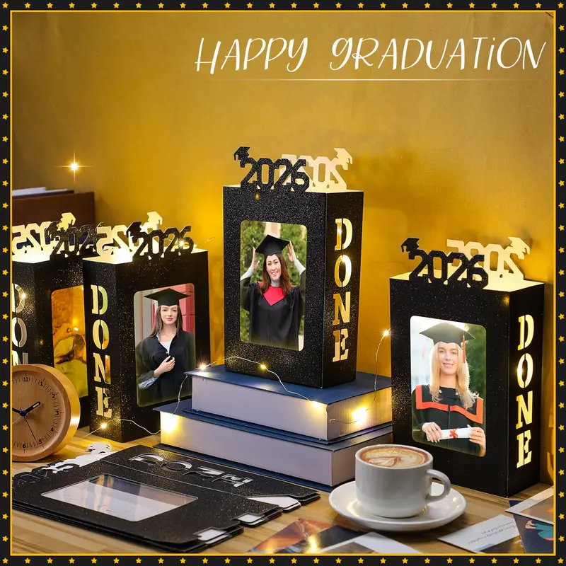 🔥LAST DAY 50% OFF - 4/8Pcs Graduation Centerpieces for Class of 2026 Fit 4x6in Photo | Fillable Picture Box