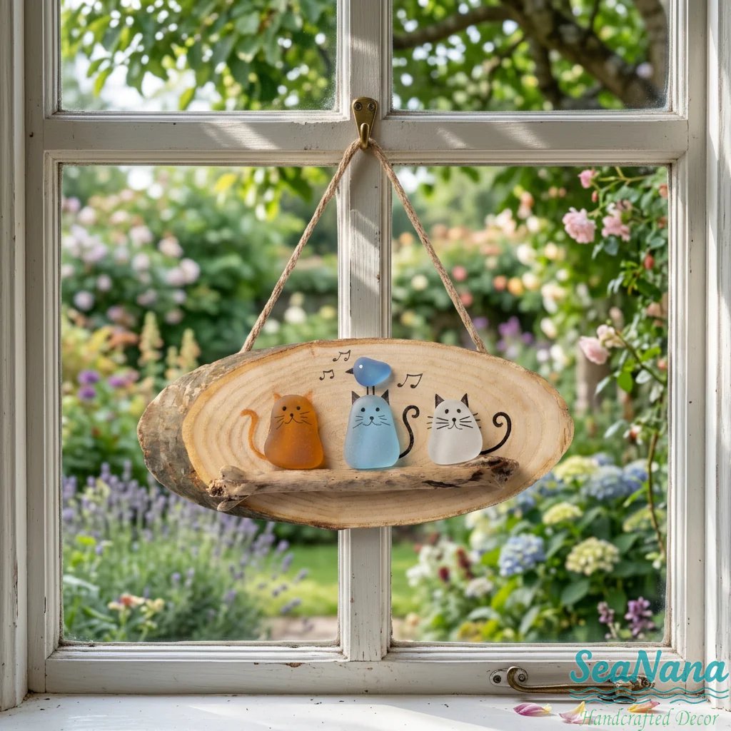 🔥Last Day 50% OFF - 😻 Super Cute Sea Glass Cat Wall Hanging 💕✨🐾(𝐋𝐮𝐜𝐚𝐬 𝐇𝐚𝐥𝐞 𝐇𝐚𝐧𝐝𝐦𝐚𝐝𝐞®)