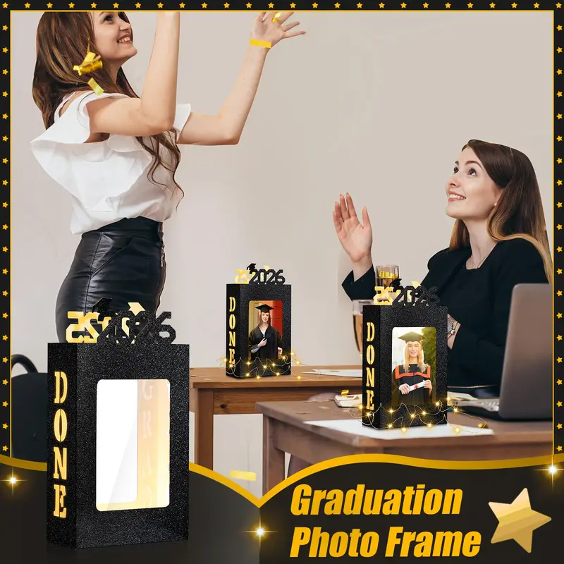 🔥LAST DAY 50% OFF - 4/8Pcs Graduation Centerpieces for Class of 2026 Fit 4x6in Photo | Fillable Picture Box