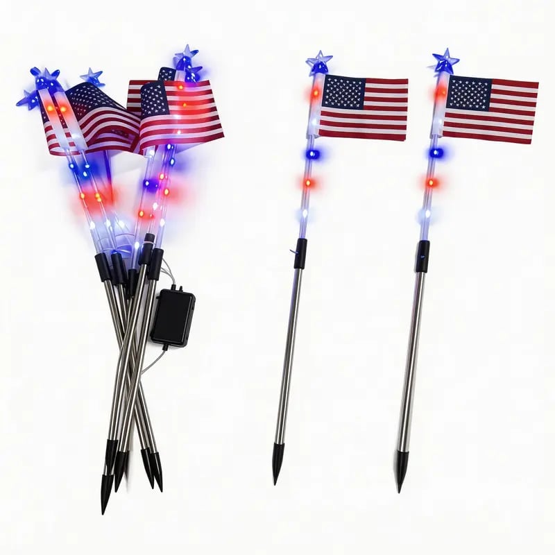 🌟Last Day 49% OFF - 8 Solar American Flag Pathway Lights – Red, White & Blue Yard Glow for 250th Independence Celebration 🇺🇸✨